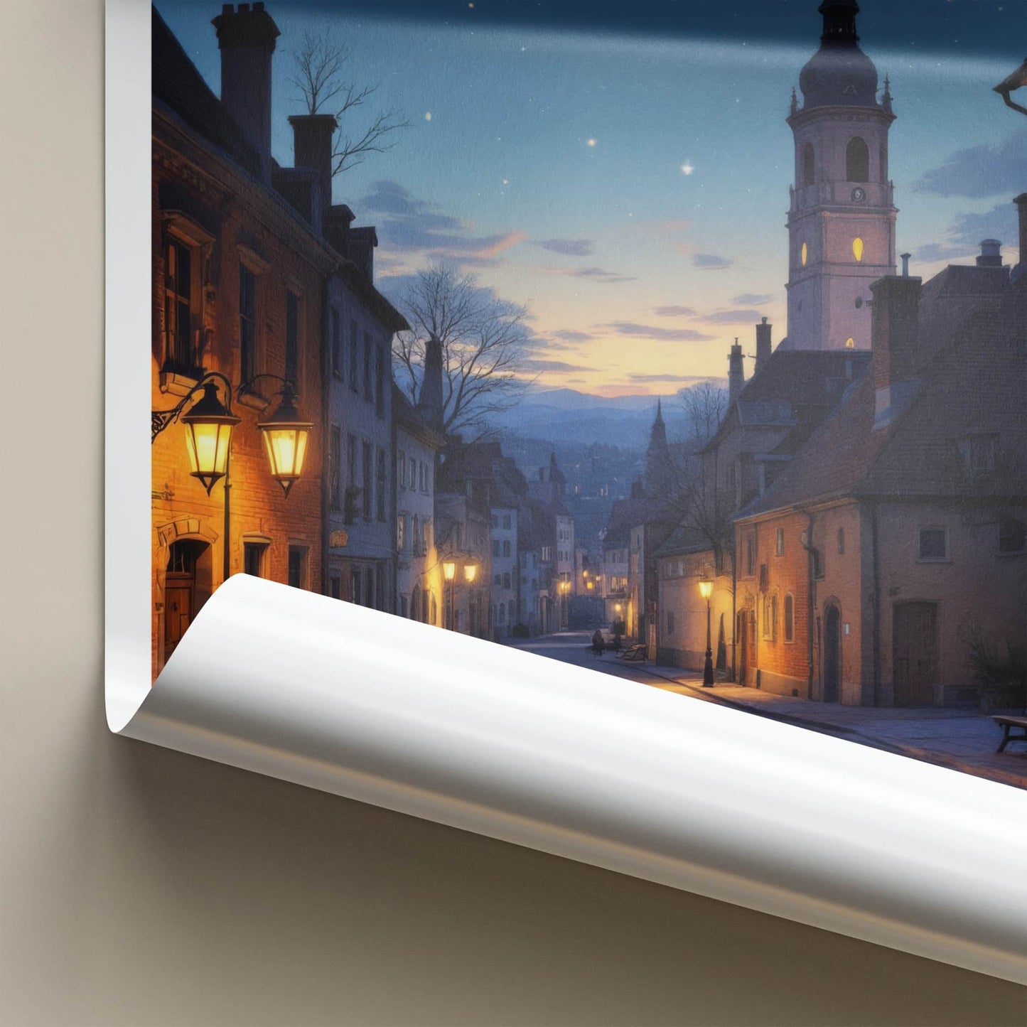 Lublin Poster - Poland Travel Print - Starry Street Evening Home Decor