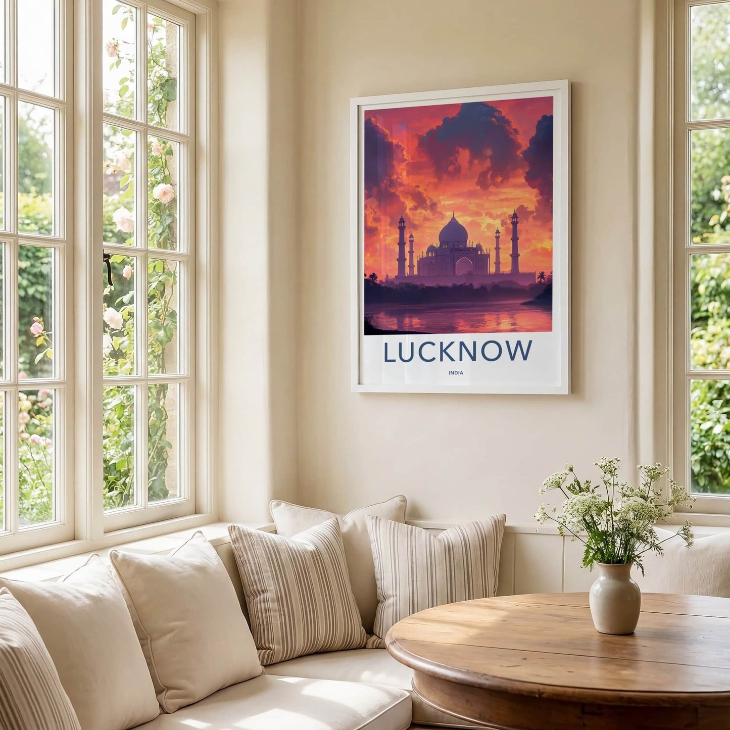 Lucknow Poster - India Travel Art - Uttar Pradesh Vibrant Sunset Reflections Home Decor