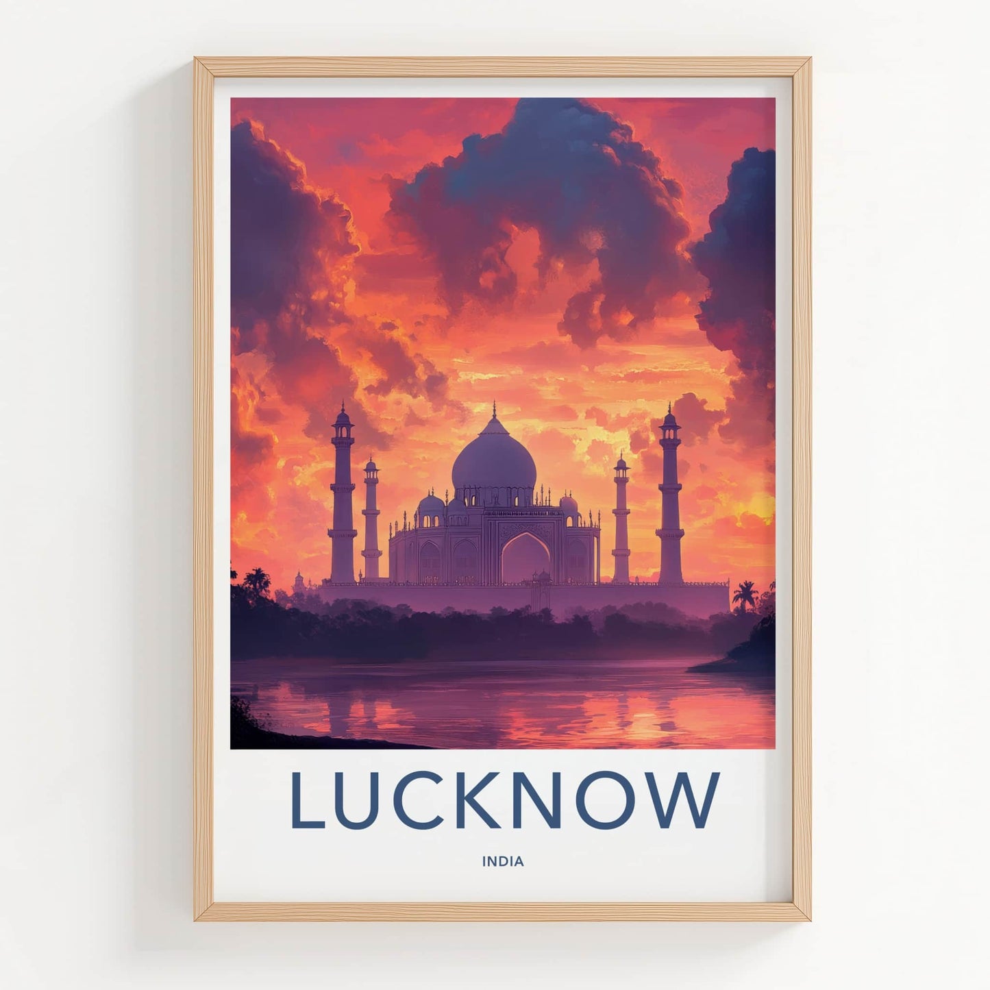Lucknow Poster - India Travel Art - Uttar Pradesh Vibrant Sunset Reflections Home Decor