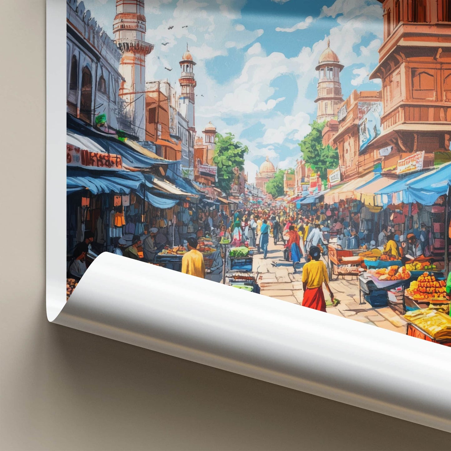Ludhiana Poster - India Travel Art - Punjab Busy Market Street Home Decor