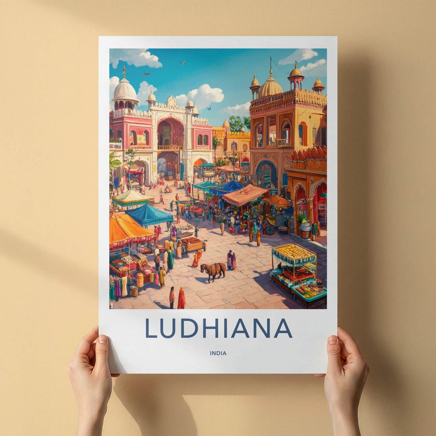 Ludhiana Poster - India Travel Art - Punjab Market Scene Home Decor