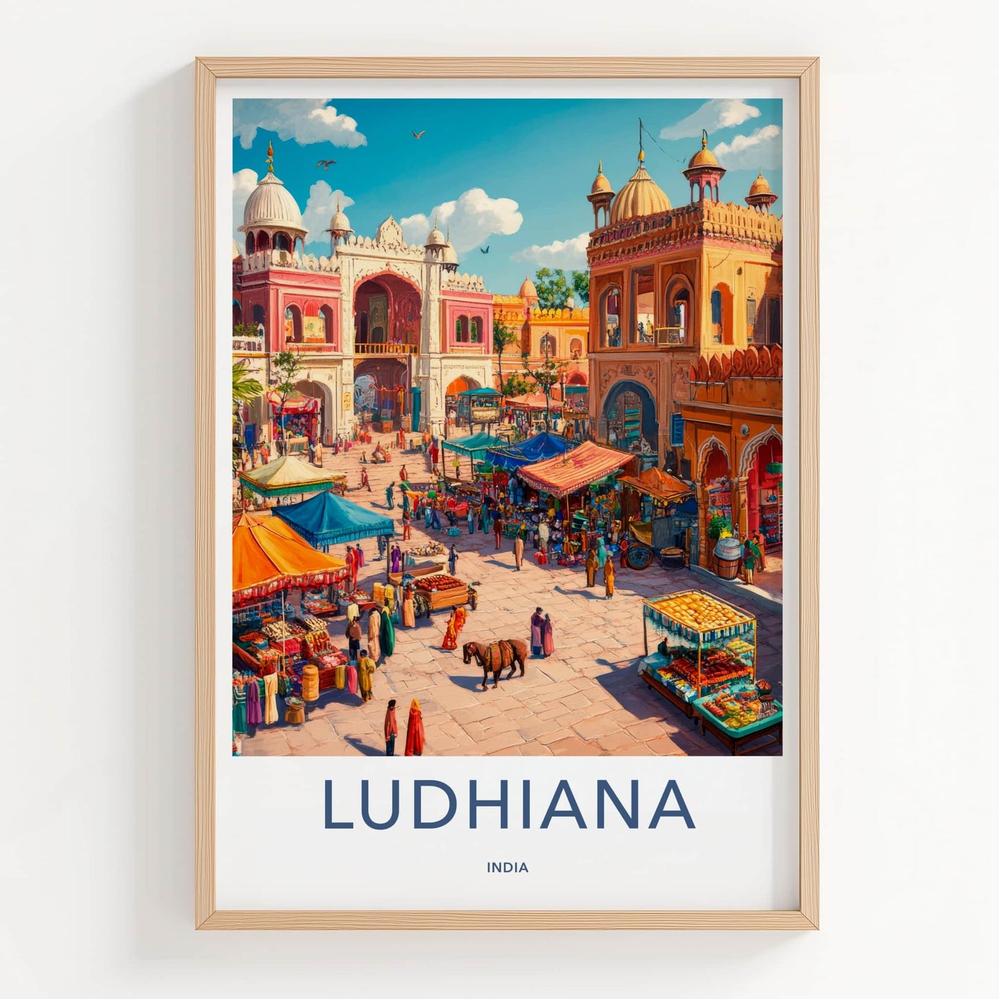 Ludhiana Poster - India Travel Art - Punjab Market Scene Home Decor