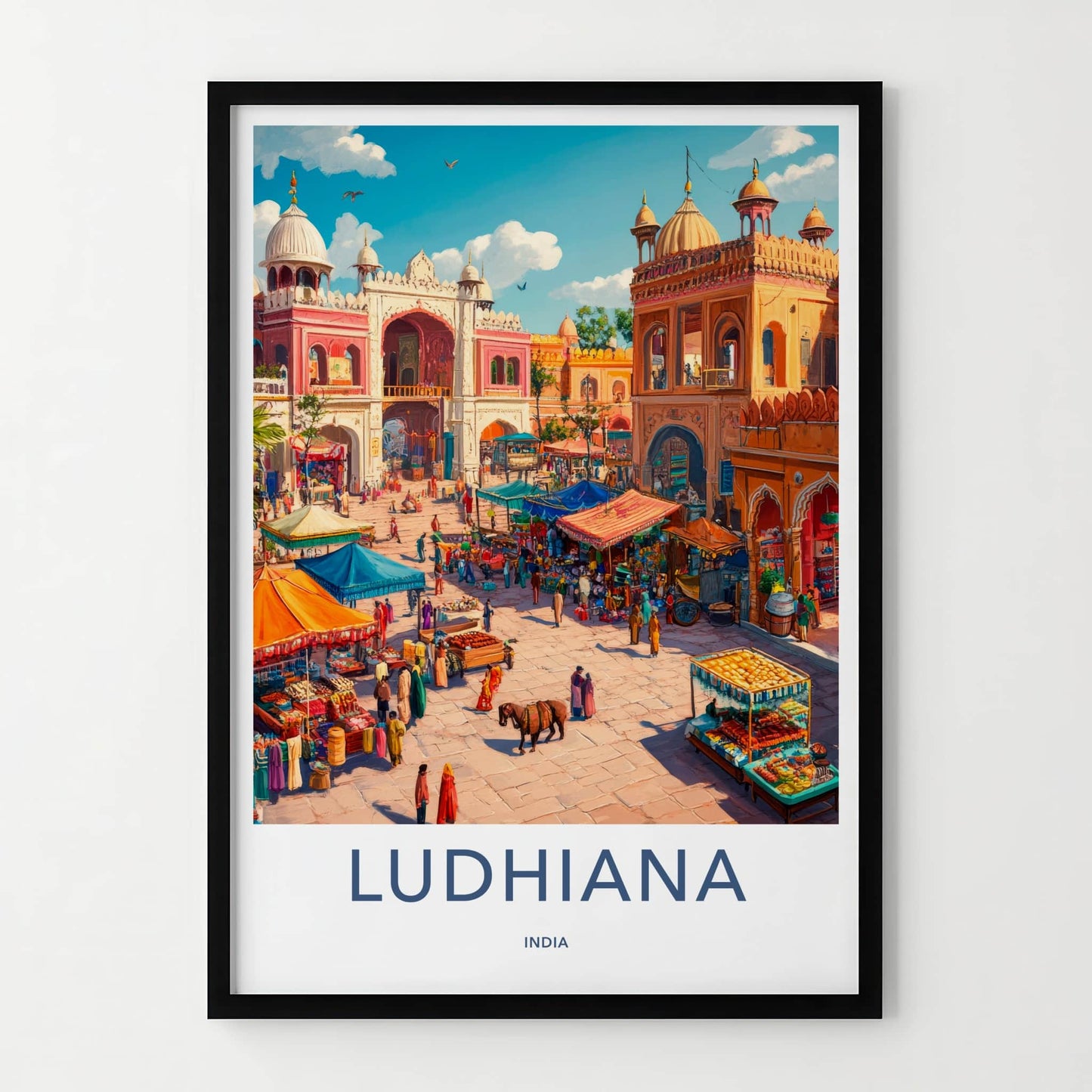Ludhiana Poster - India Travel Art - Punjab Market Scene Home Decor