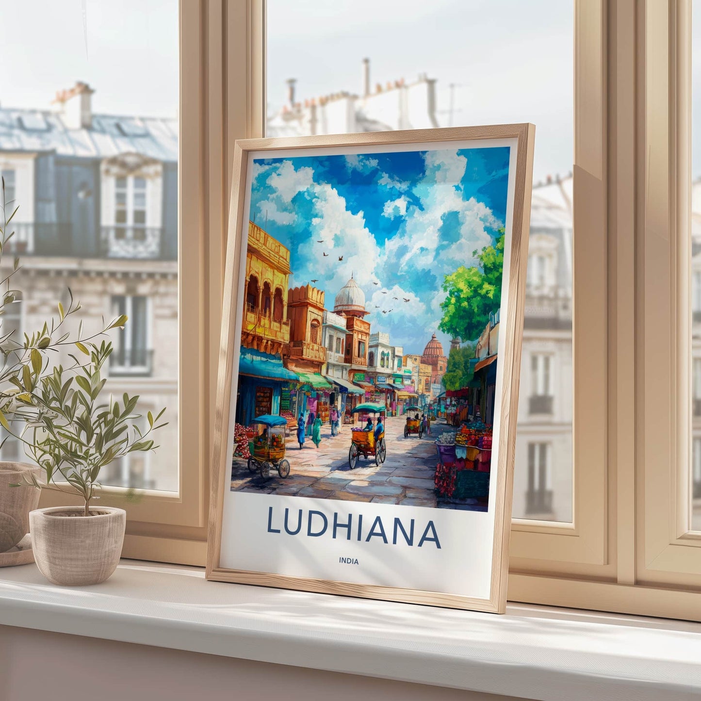 Ludhiana Poster - India Travel Art - Punjab Vibrant Street Market Home Decor