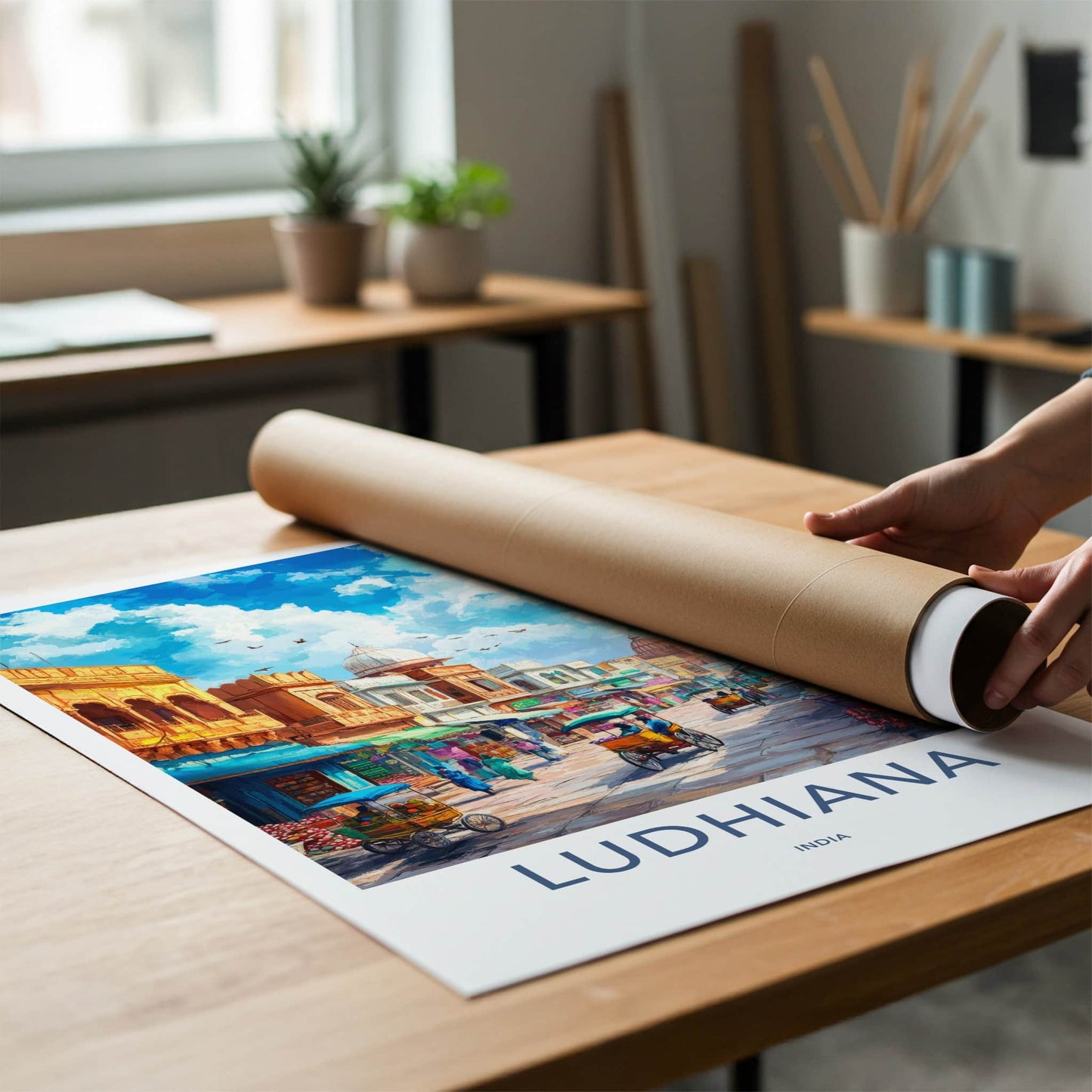 Ludhiana Poster - India Travel Art - Punjab Vibrant Street Market Home Decor