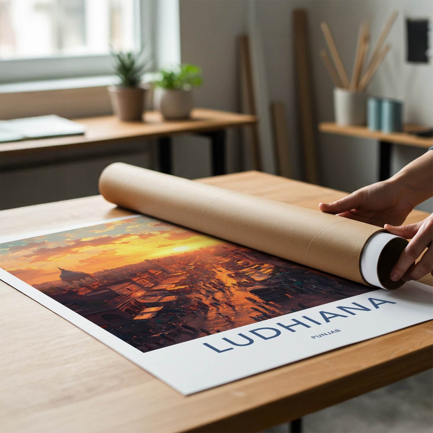 Ludhiana Poster - India Travel Art - Punjab Vibrant Street Scene Home Decor