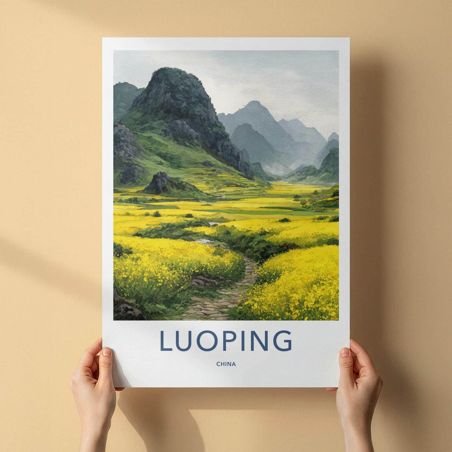 Luoping Poster - China Travel Art - Mountain Fields Path Home Decor