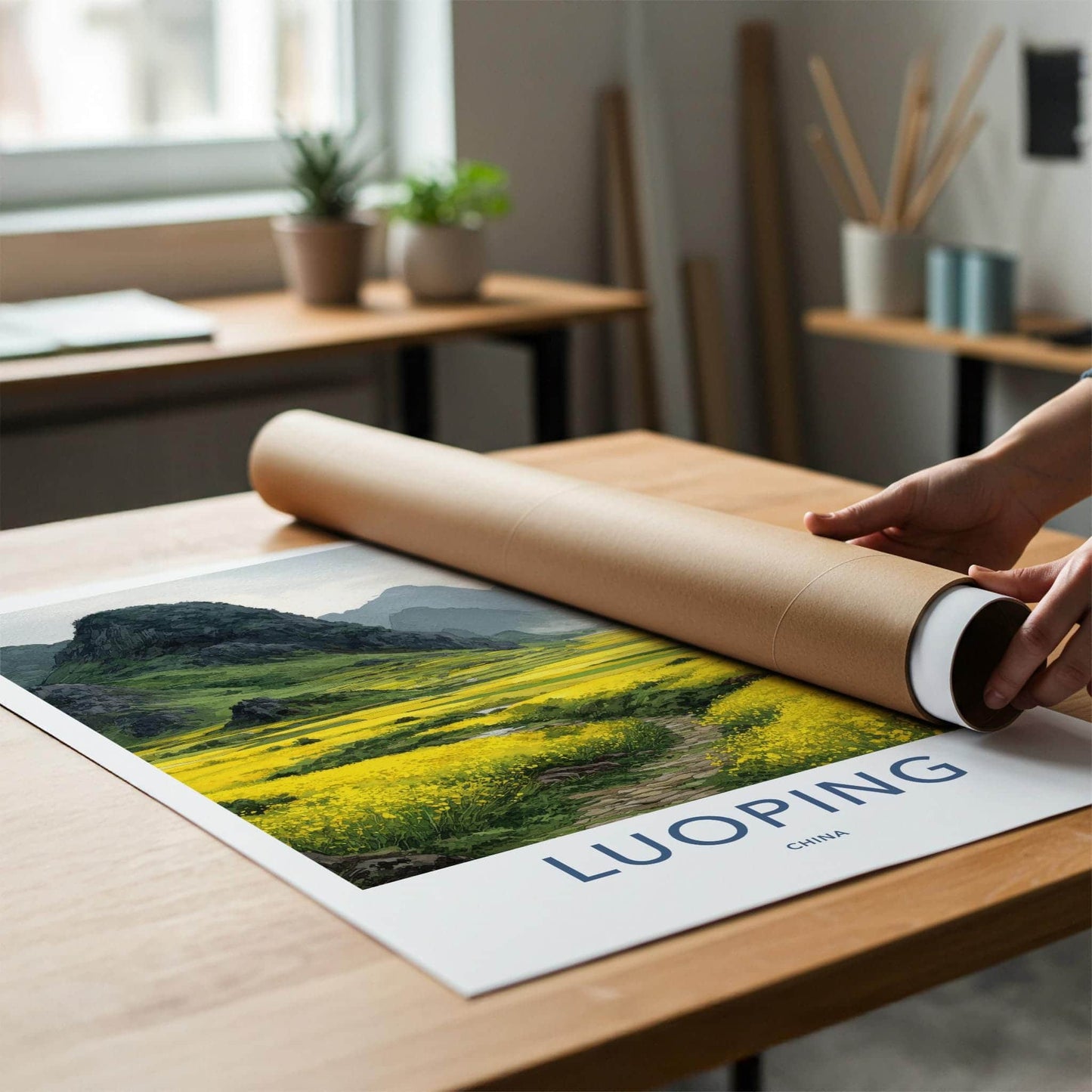 Luoping Poster - China Travel Art - Mountain Fields Path Home Decor