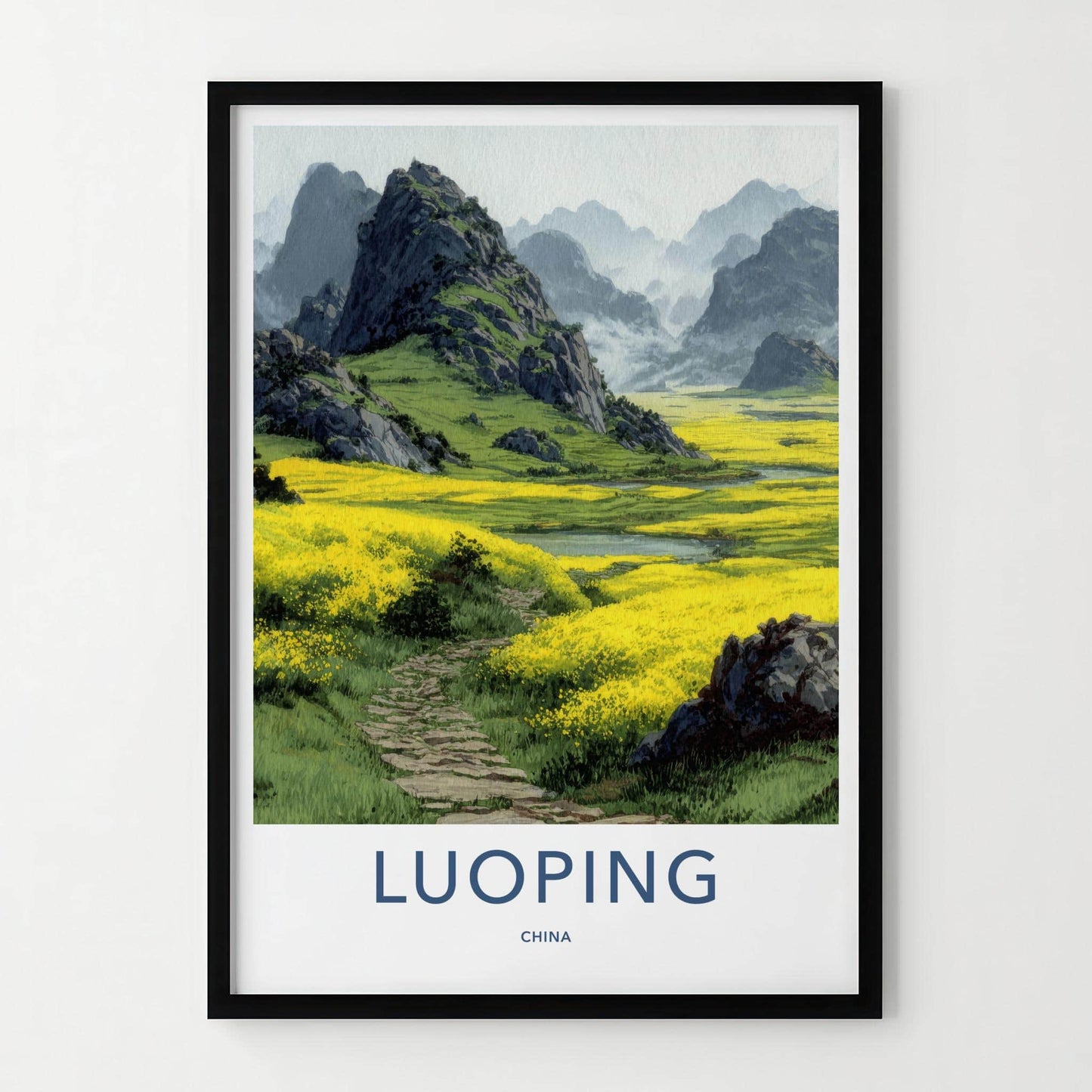 Luoping Poster - China Travel Art - Yellow Flower Fields Home Decor