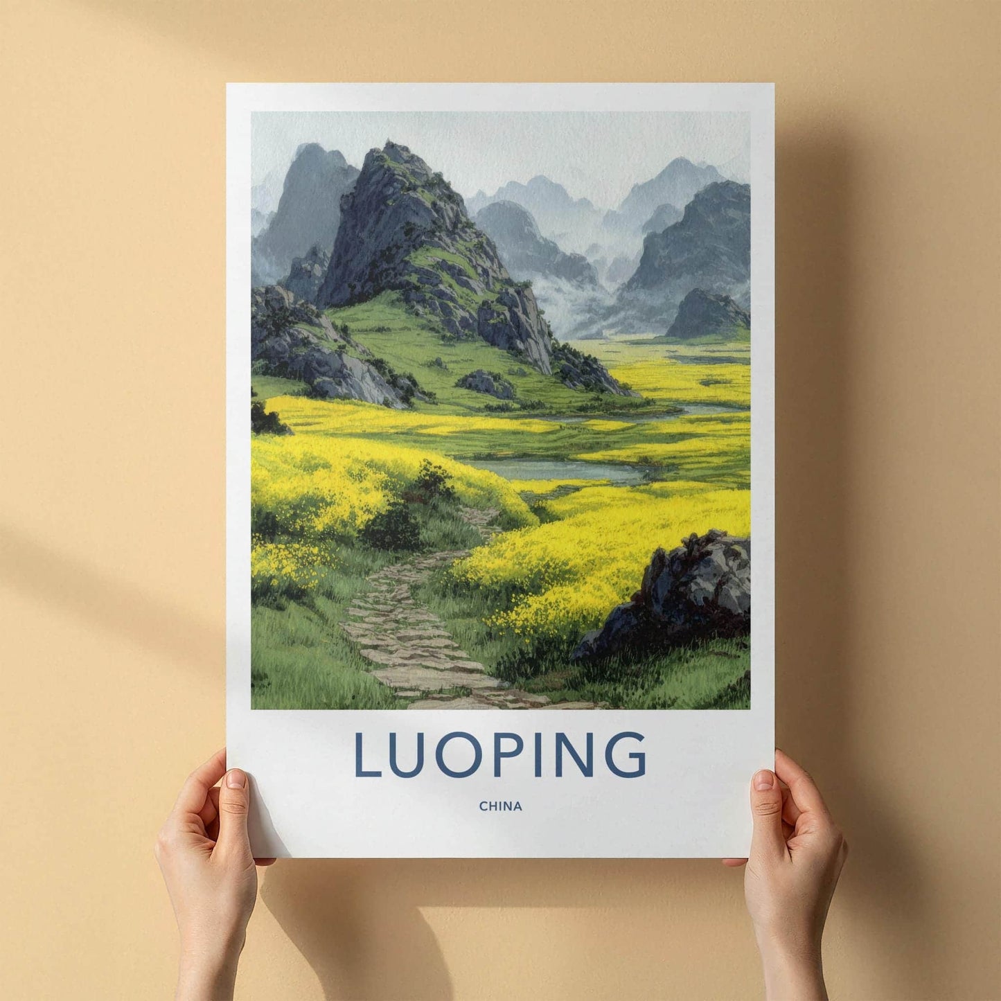 Luoping Poster - China Travel Art - Yellow Flower Fields Home Decor