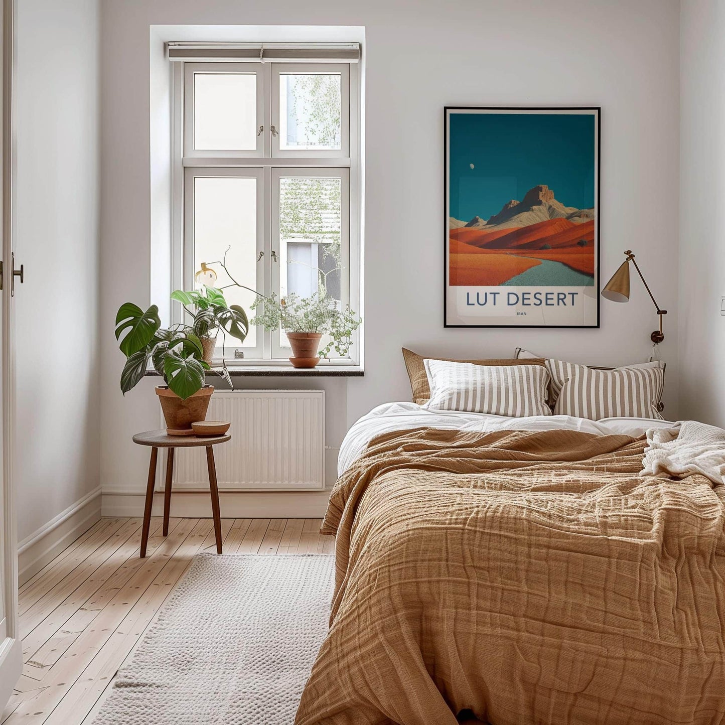 Lut Desert Poster - Iran Travel Art - Orange Dunes Moon Home Decor