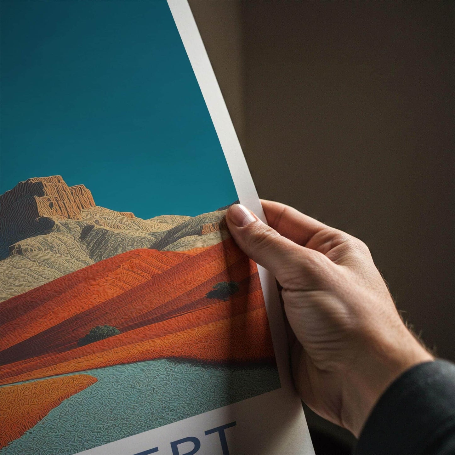 Lut Desert Poster - Iran Travel Art - Orange Dunes Moon Home Decor