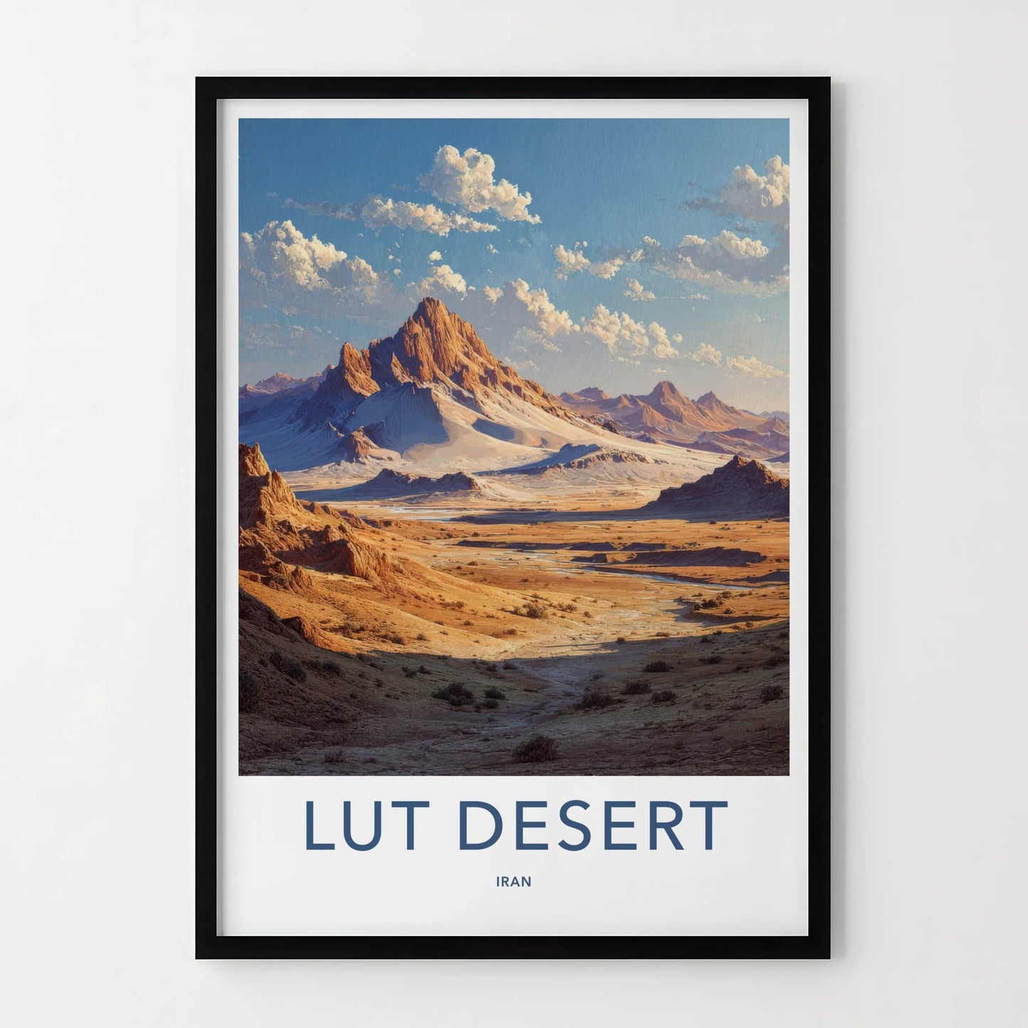 Lut Desert Poster - Iran Travel Print - Arid Mountain Peaks Framed Decor