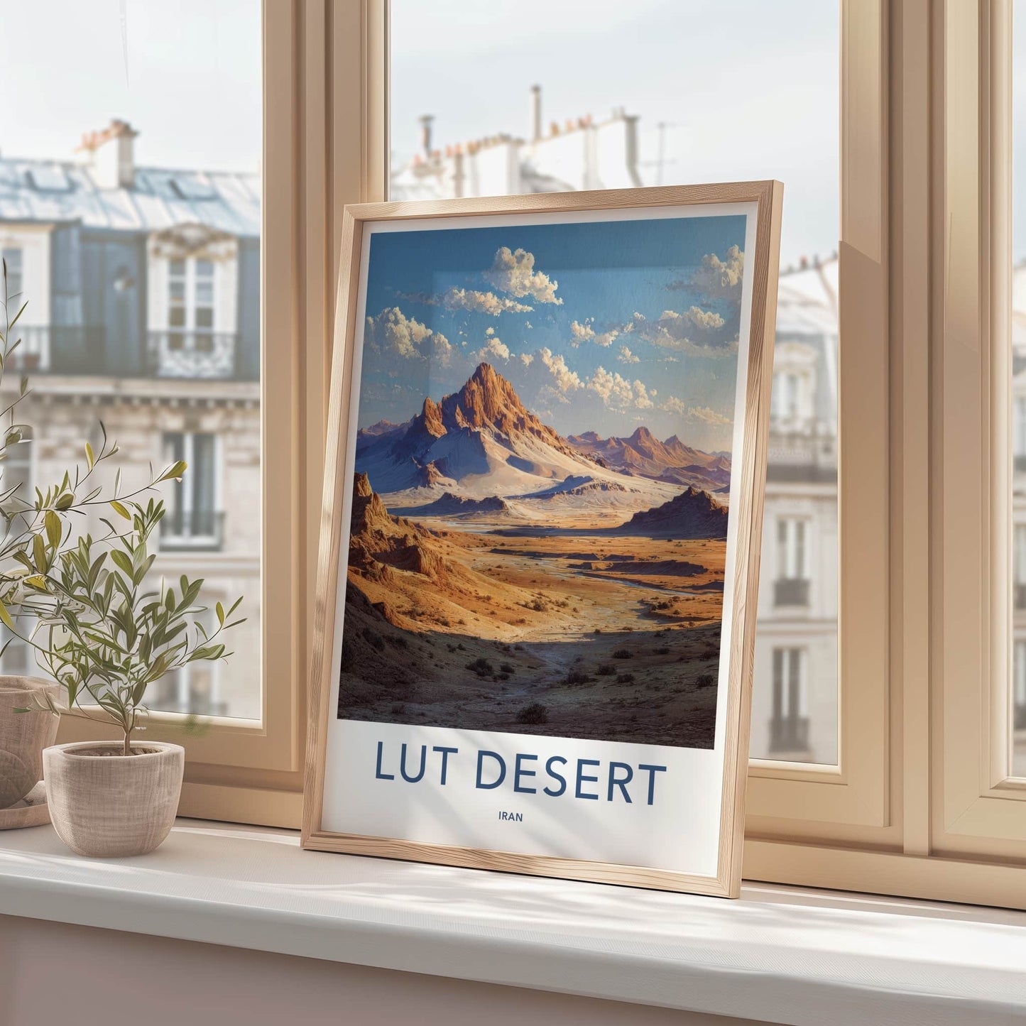 Lut Desert Poster - Iran Travel Print - Arid Mountain Peaks Framed Decor