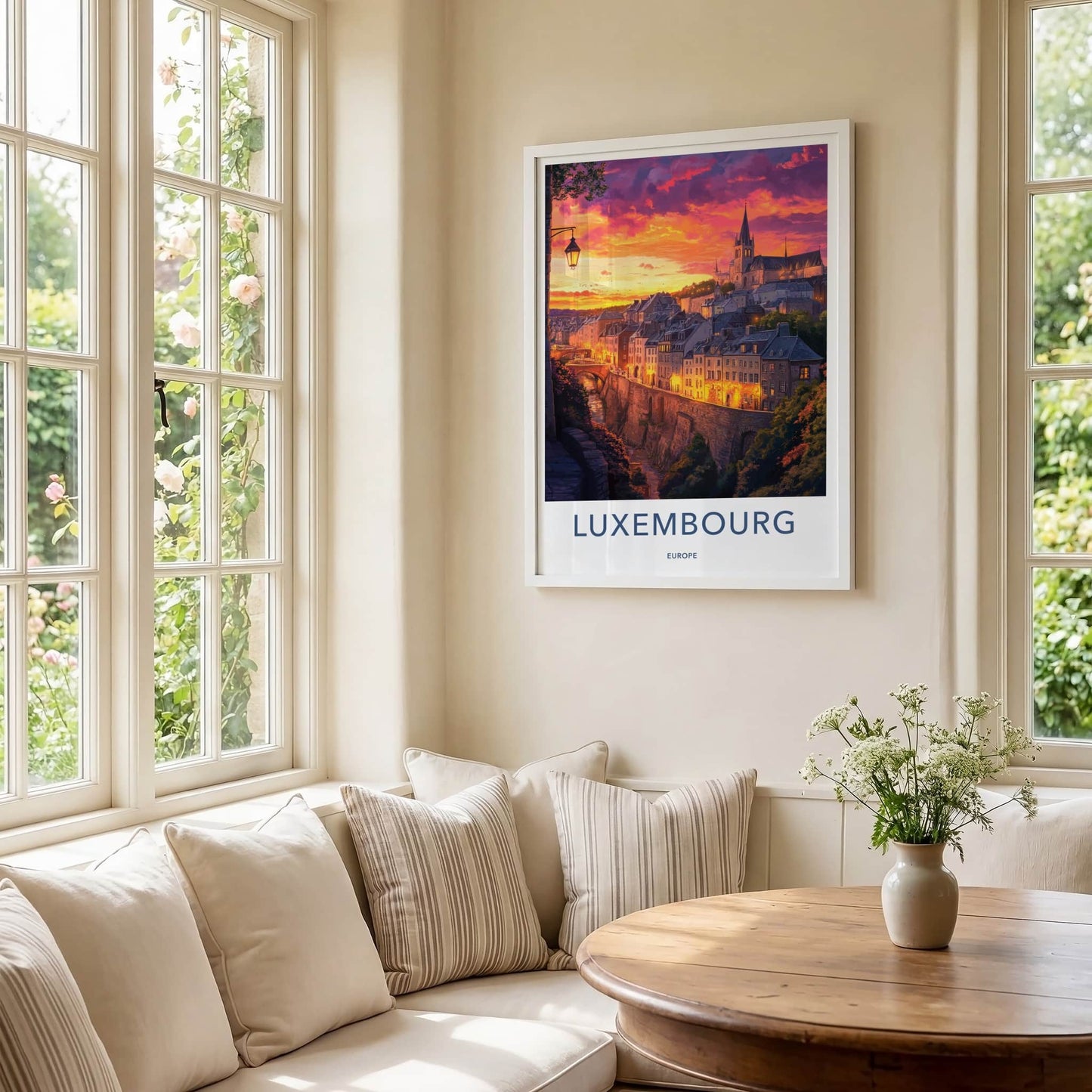 Luxembourg Poster - Luxembourg Travel Art - Colorful Sunset Cityscape Home Decor