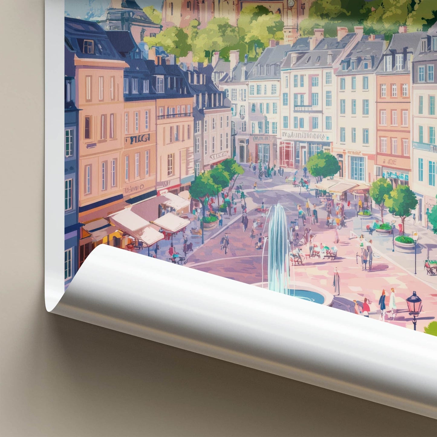 Luxembourg Poster - Luxembourg Travel Art - Fountain Cityscape Castle Wall Decor