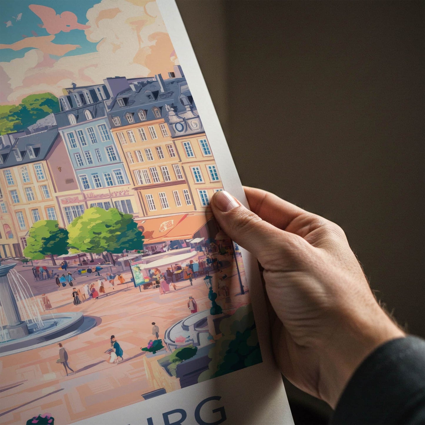 Luxembourg Poster - Luxembourg Travel Art - Lively Town Square Home Decor