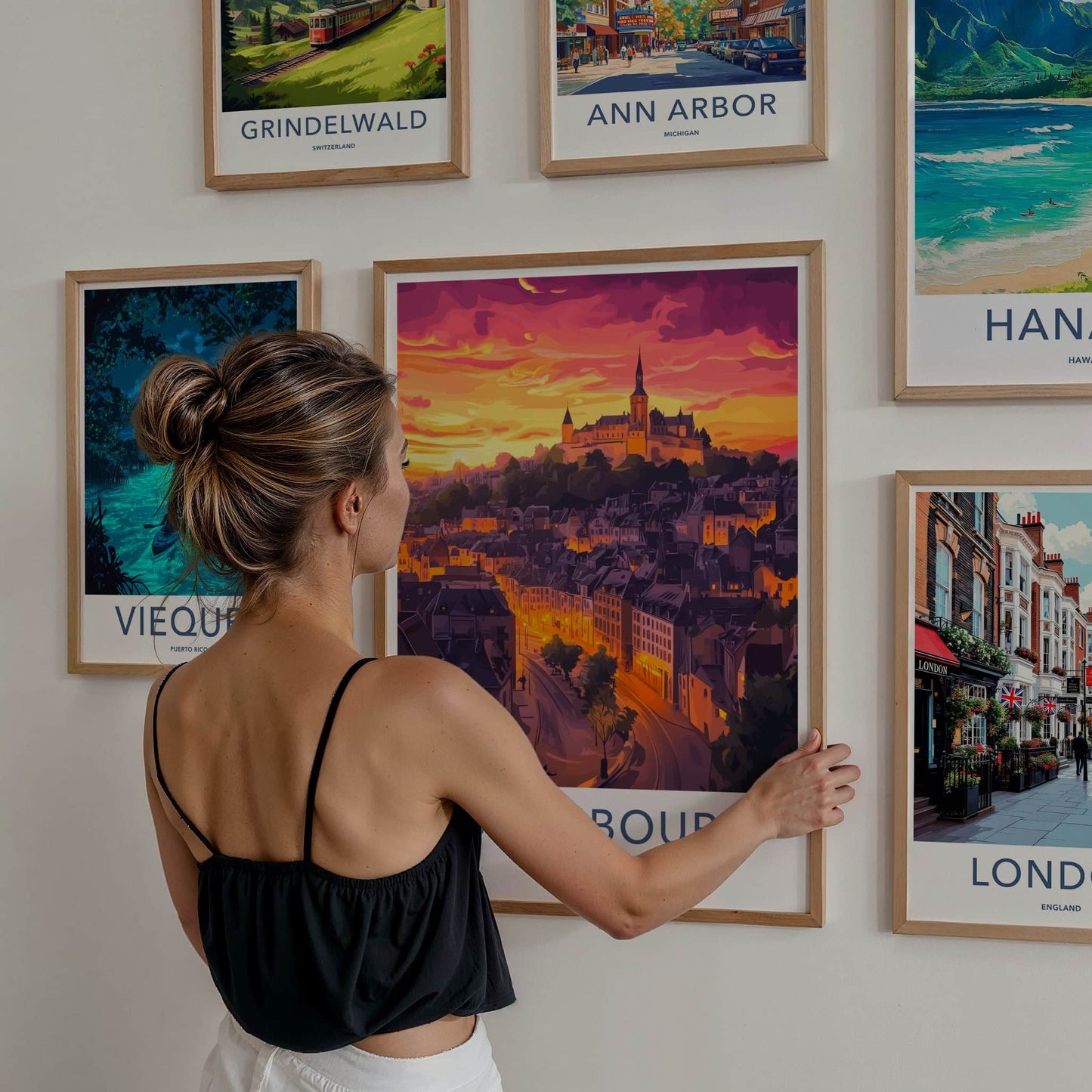 Luxembourg Poster - Luxembourg Travel Art - Orange Sunset City Wall Decor
