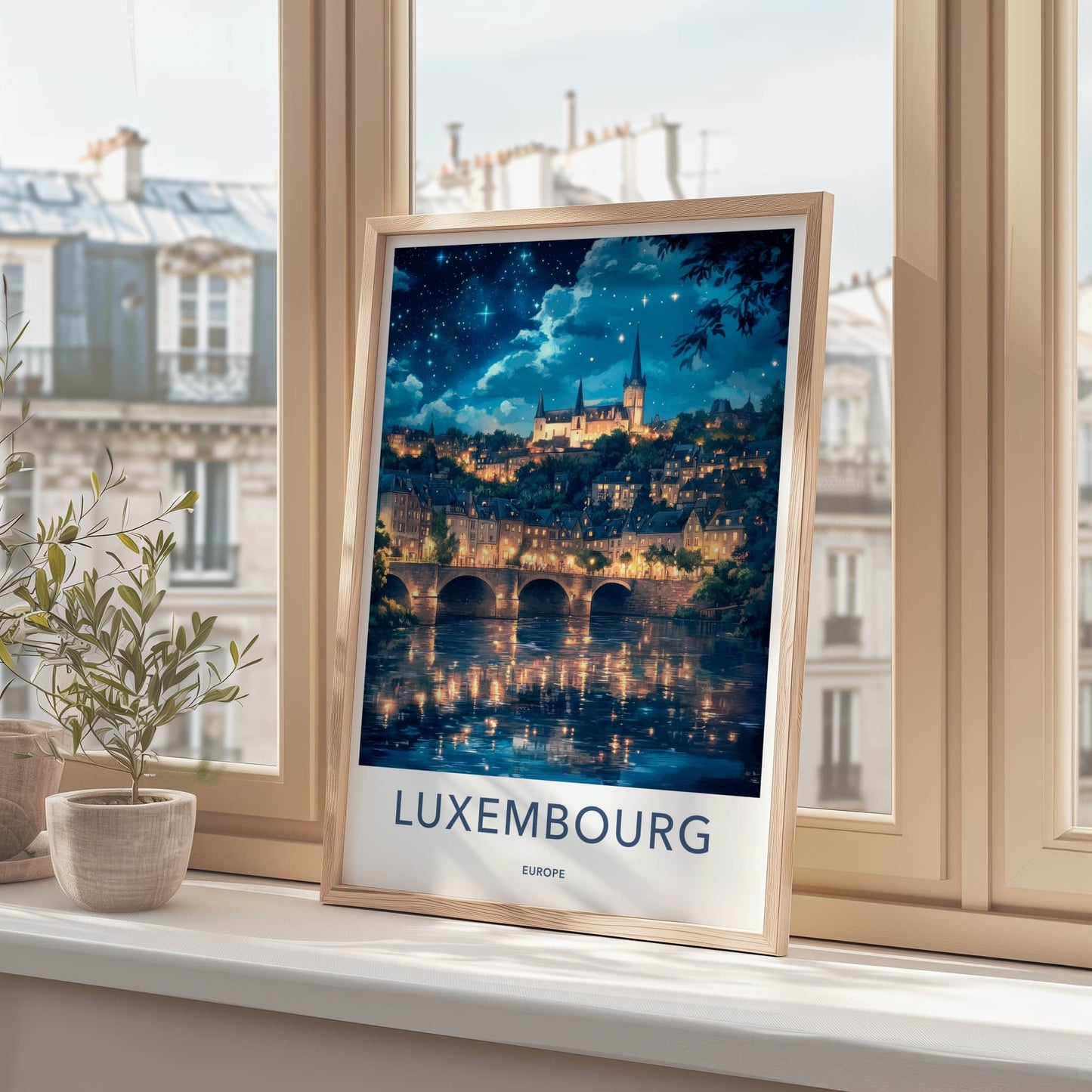 Luxembourg Poster - Luxembourg Travel Art - Starry Night Reflections Home Decor