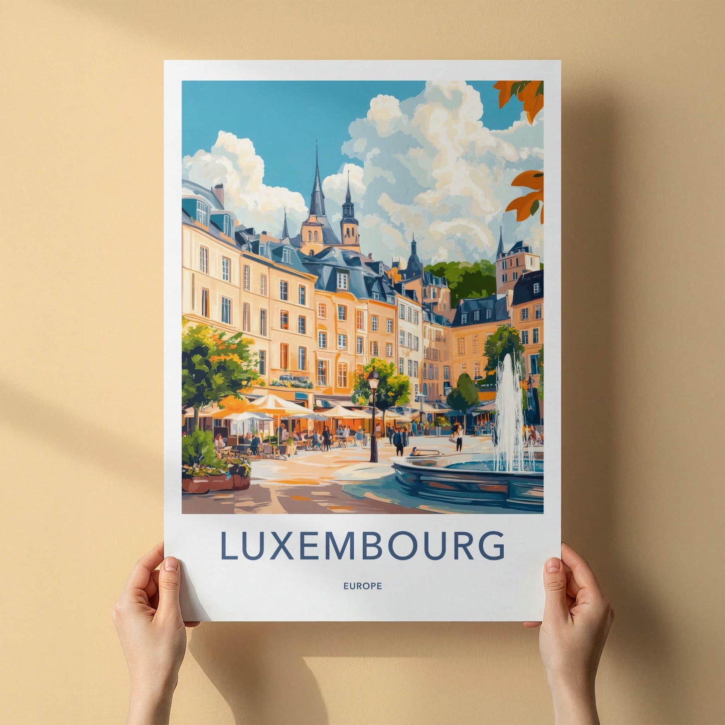 Luxembourg Poster - Luxembourg Travel Art - Vibrant City Square Wall Decor
