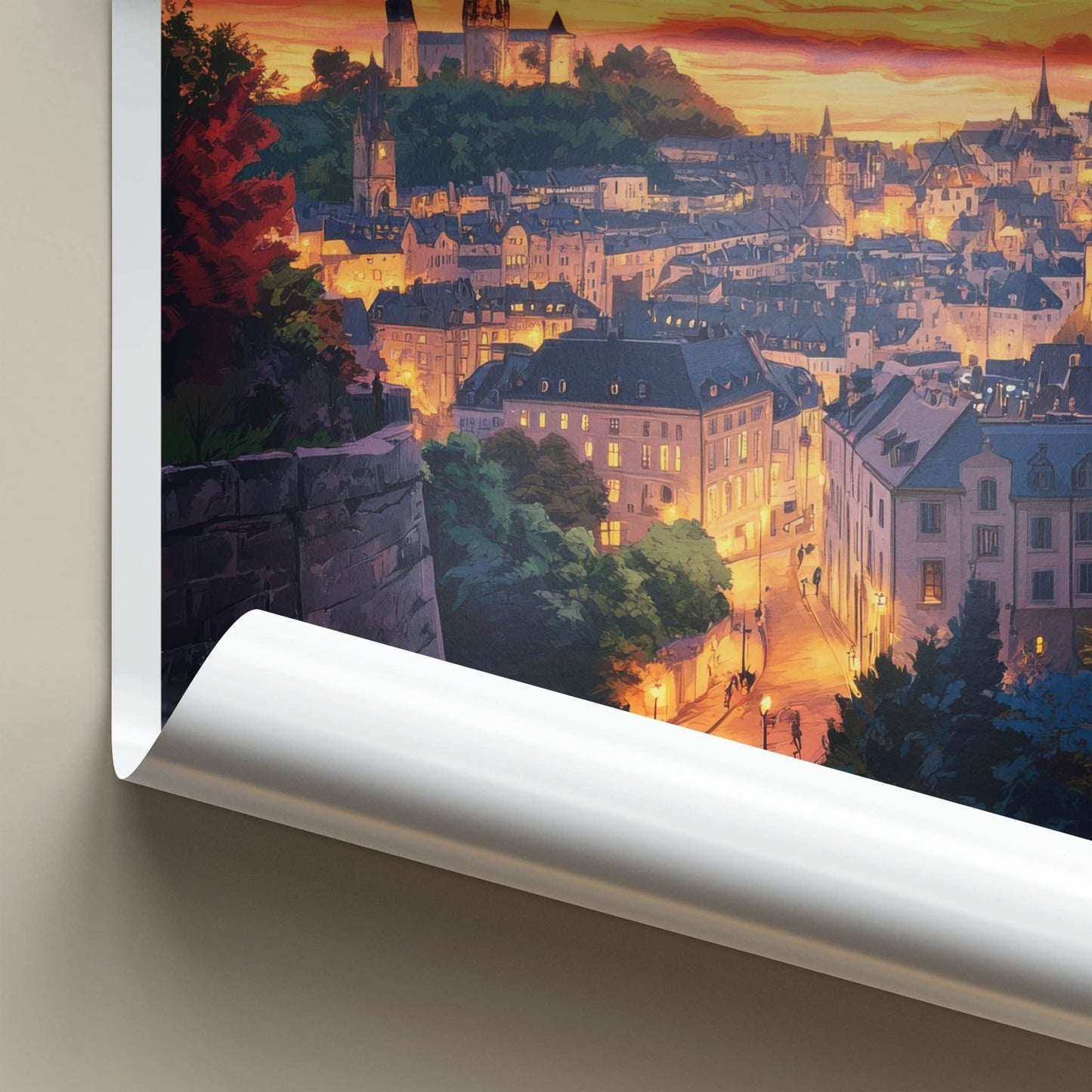 Luxembourg Poster - Luxembourg Travel Art - Vibrant Sunset City Home Decor