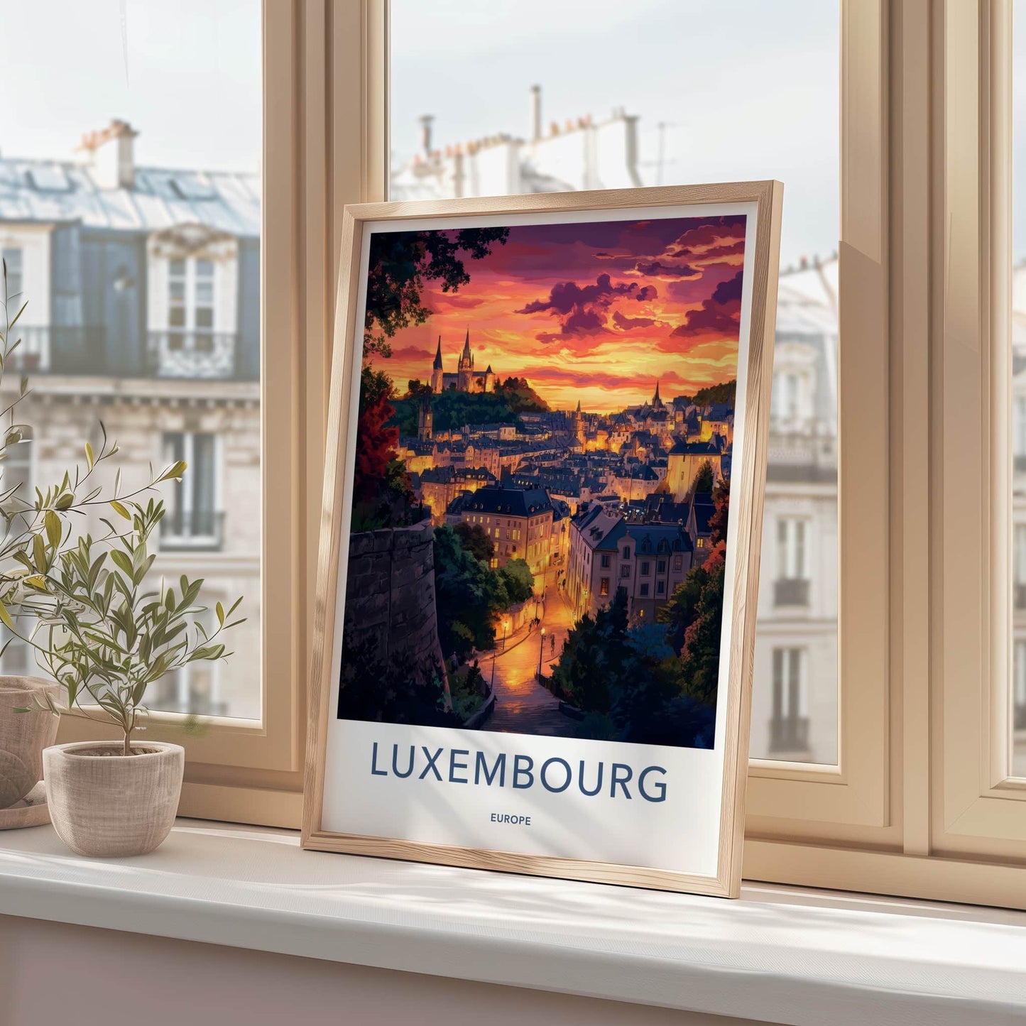 Luxembourg Poster - Luxembourg Travel Art - Vibrant Sunset City Home Decor