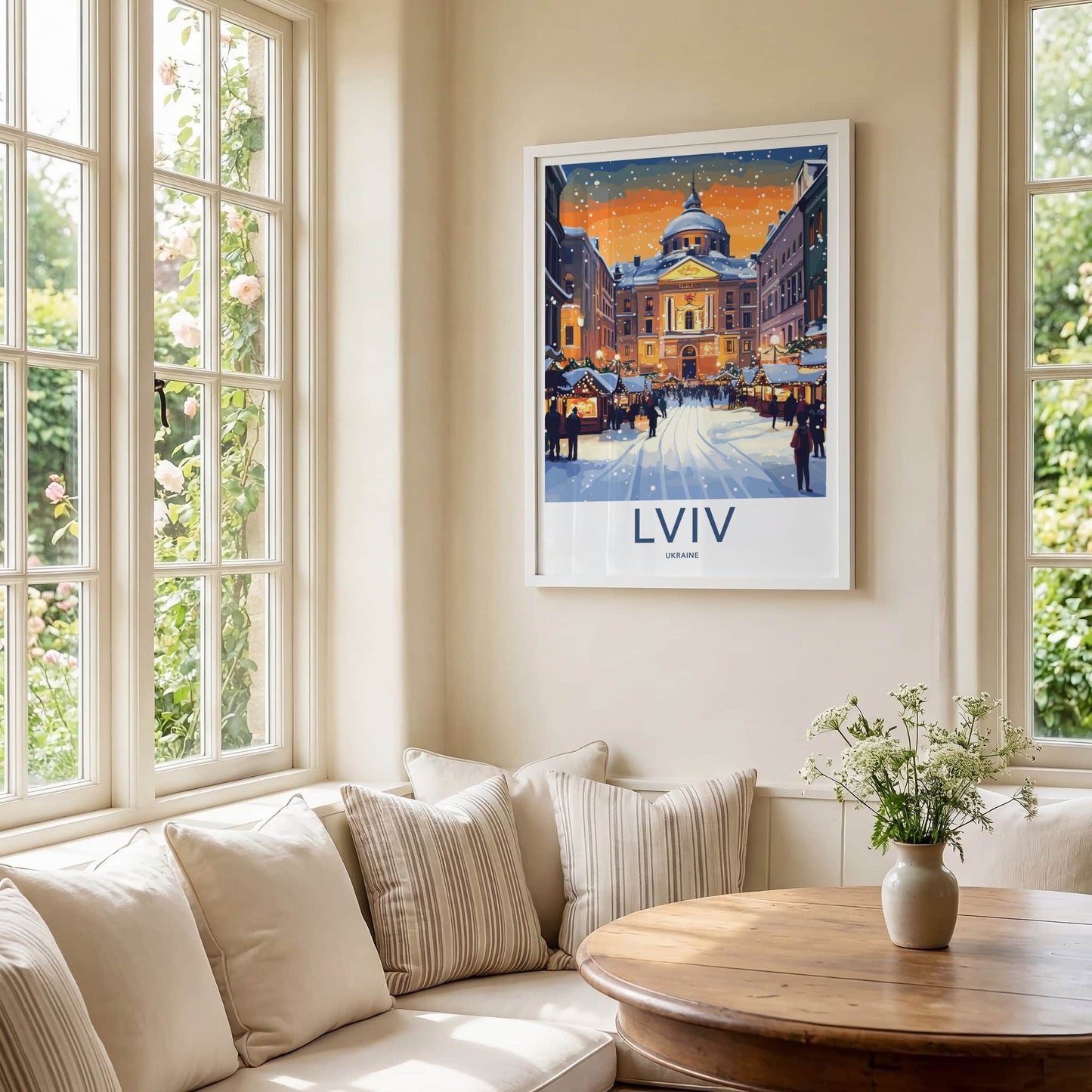 Lviv Poster - Ukraine Travel Art - Festive Winter Market Home Decor