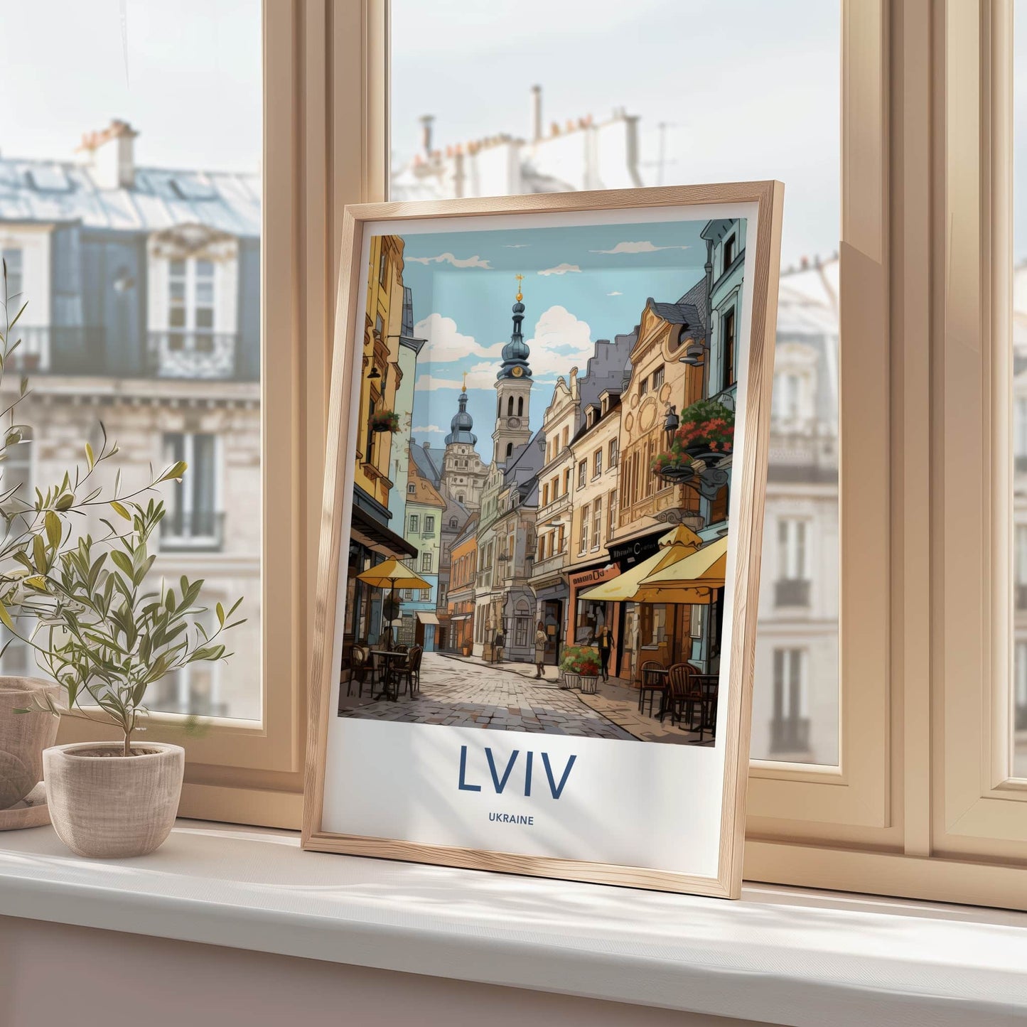 Lviv Poster - Ukraine Travel Art - Historic City Street Wall Decor