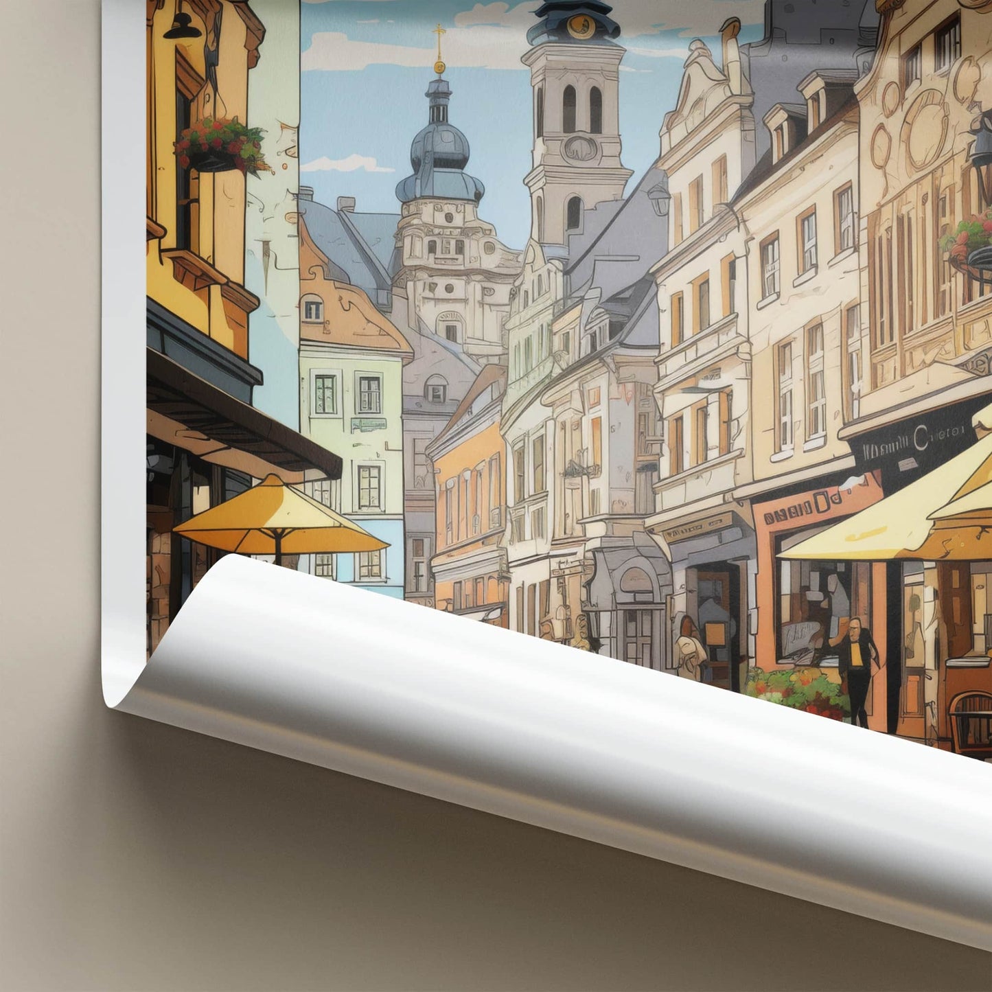 Lviv Poster - Ukraine Travel Art - Historic City Street Wall Decor