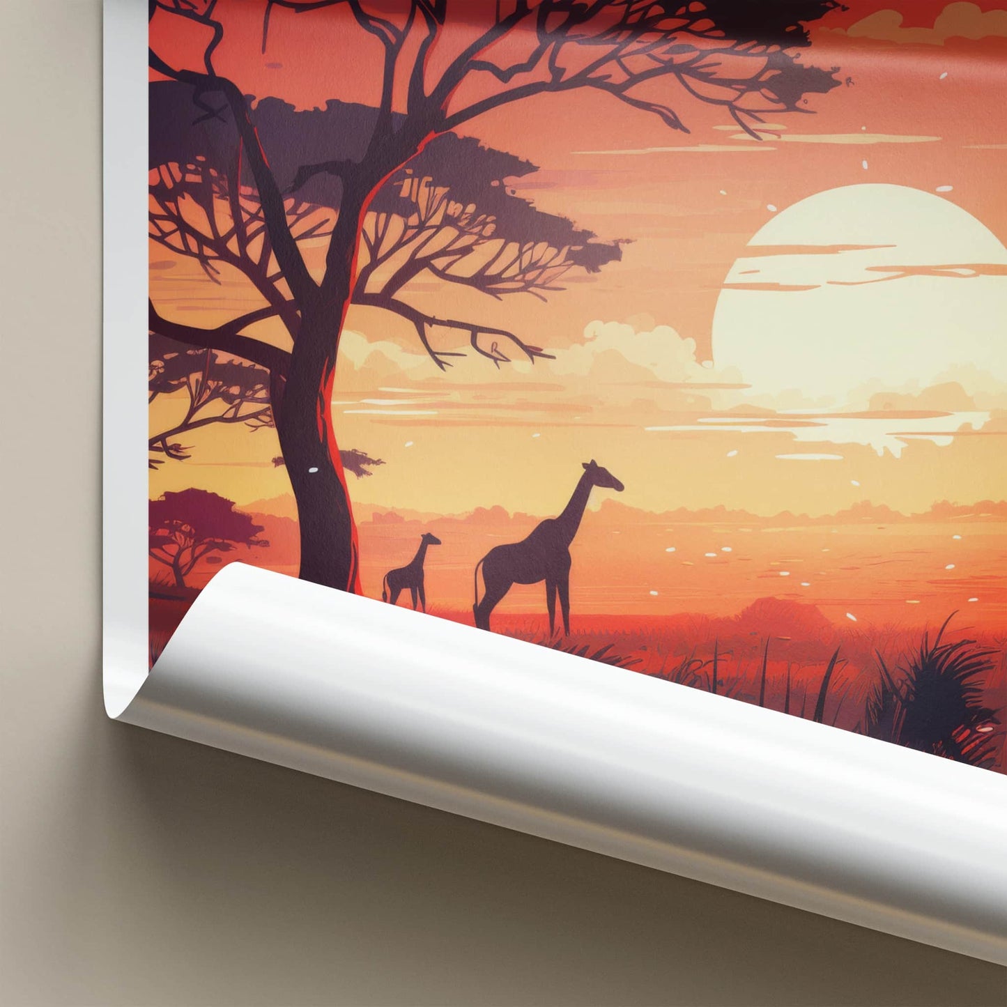 Maasai Mara Poster - Kenya Travel Art - Acacia Giraffes Sunset Home Decor
