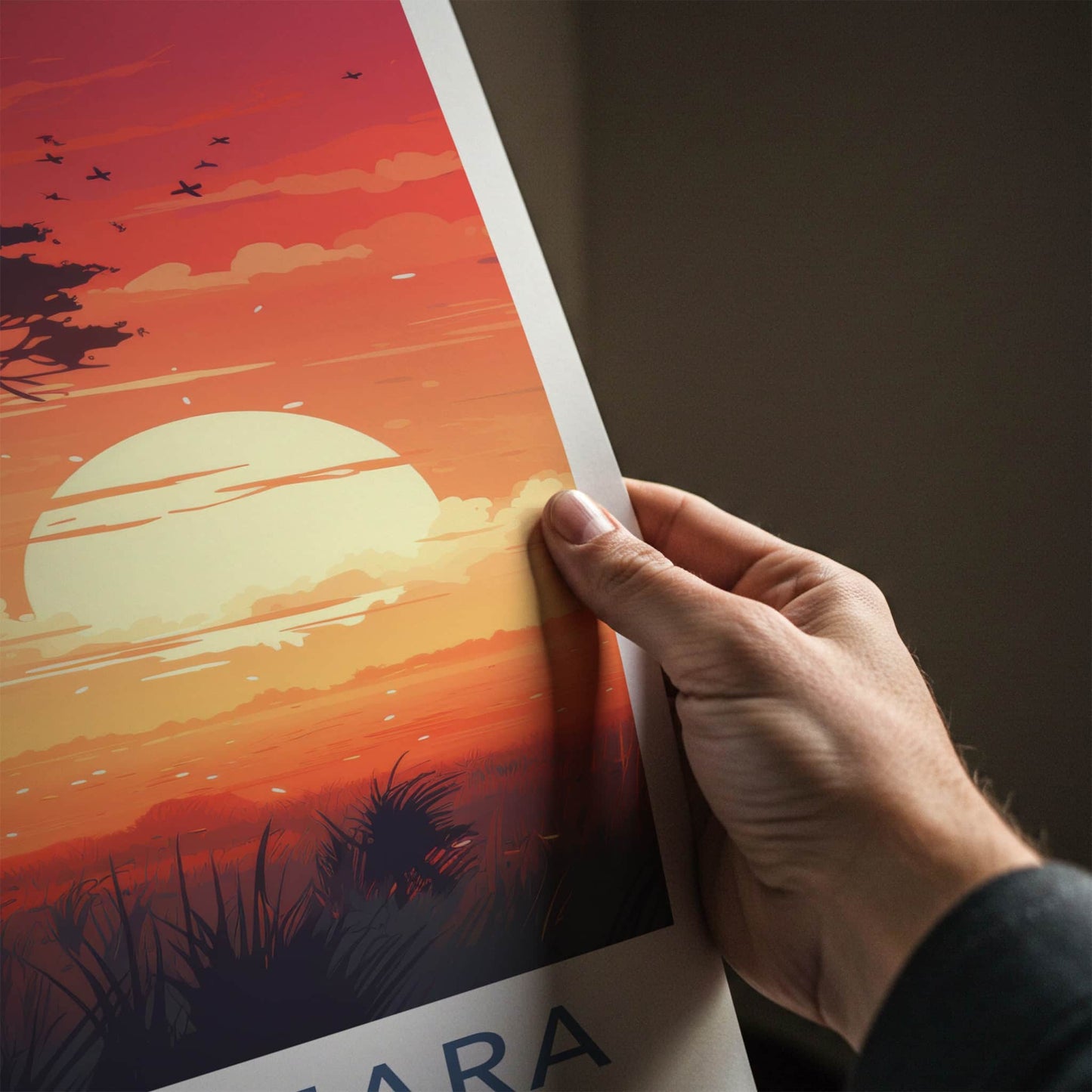 Maasai Mara Poster - Kenya Travel Art - Acacia Giraffes Sunset Home Decor