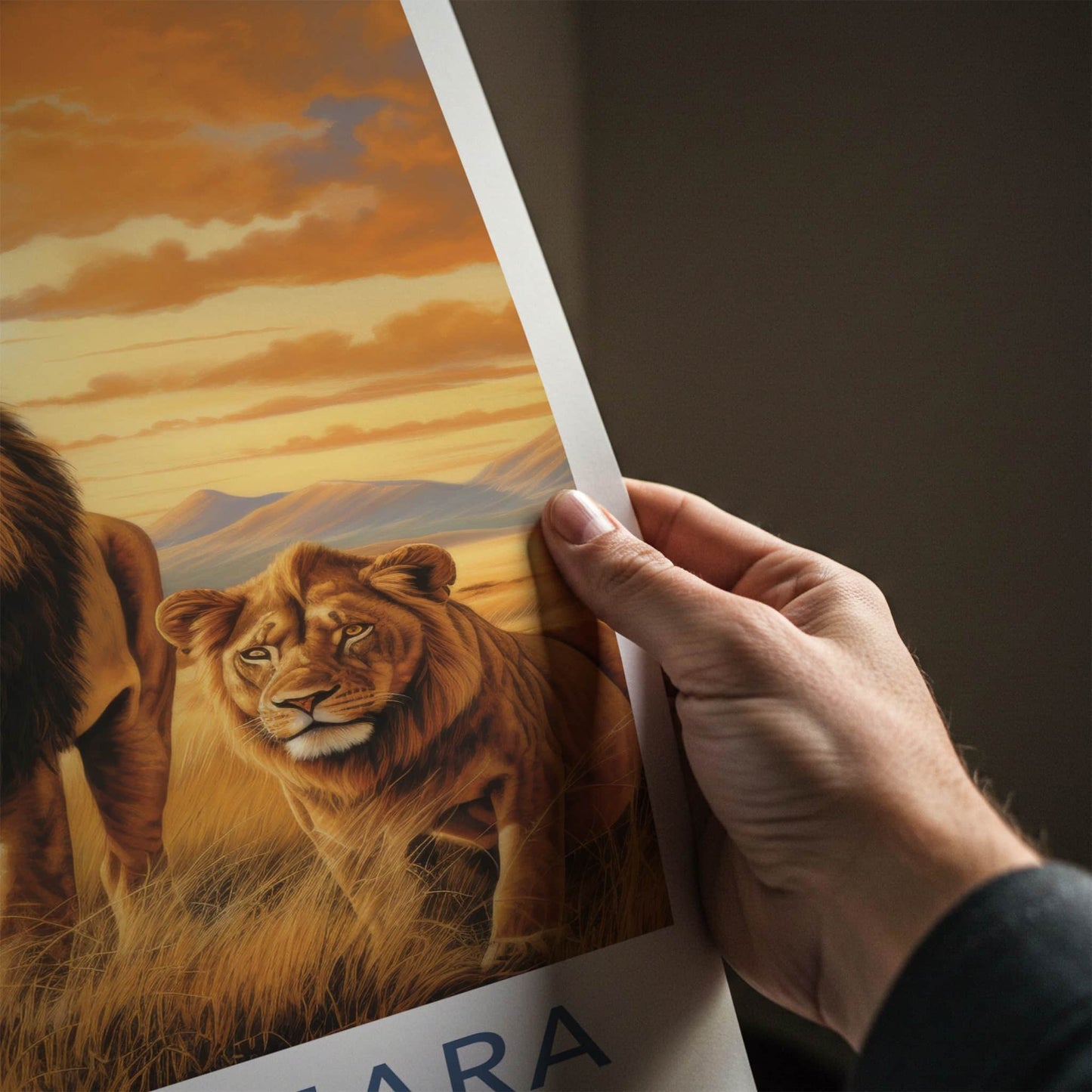 Maasai Mara Poster - Kenya Travel Art - African Lions Sunset Home Decor