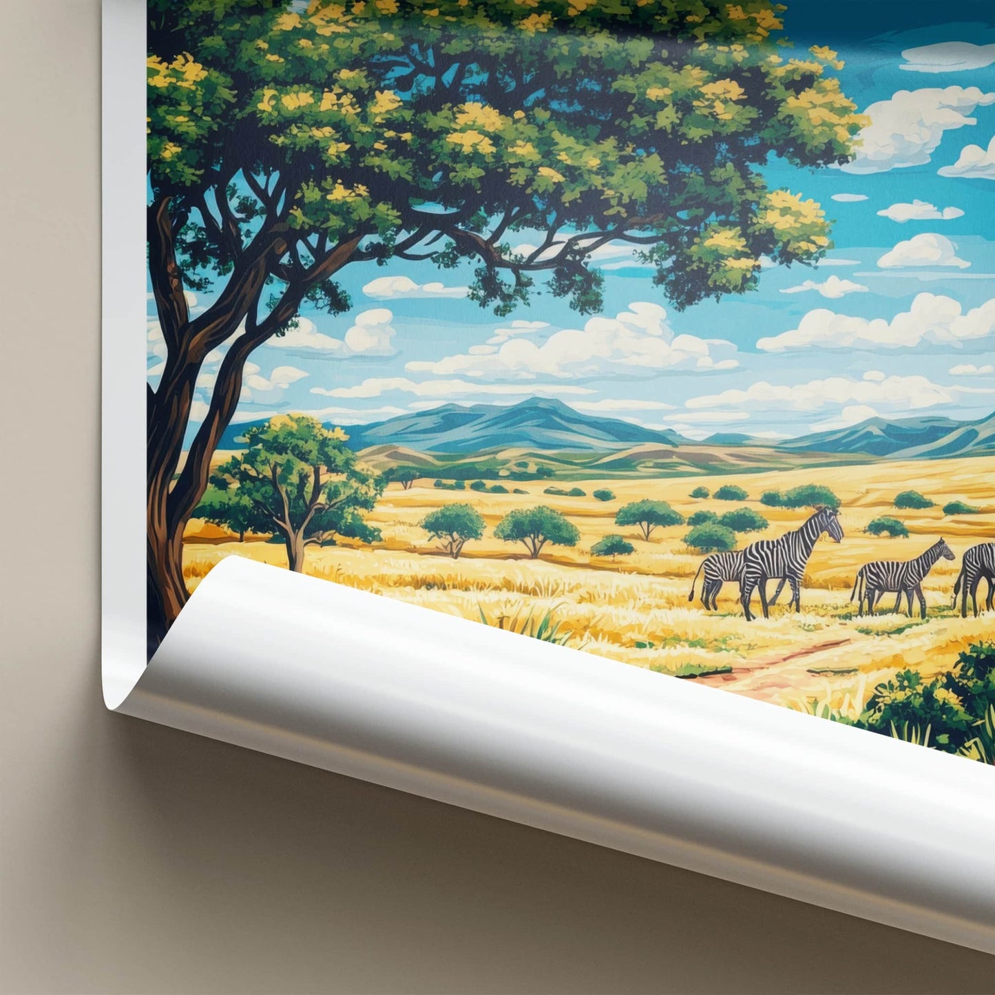 Maasai Mara Poster - Kenya Travel Art - Lion Zebra Savanna Home Decor