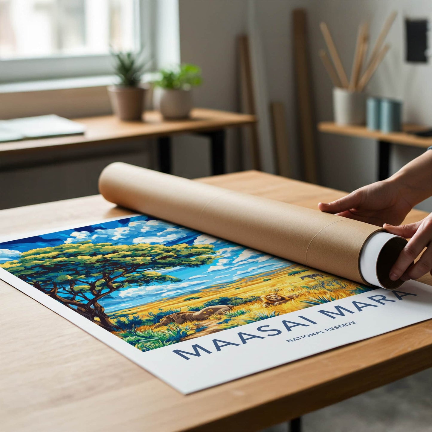 Maasai Mara Poster - Kenya Travel Art - Savanna Lions Zebras Home Decor