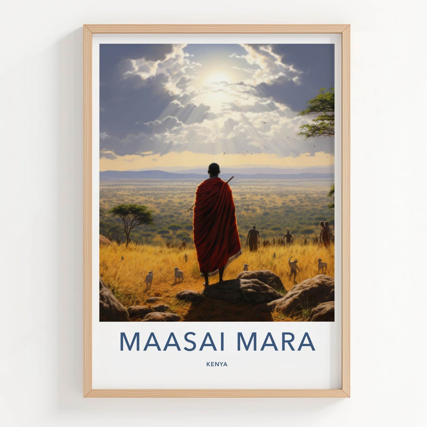 Maasai Mara Poster - Kenya Travel Art - Sunlit African Plains Home Decor