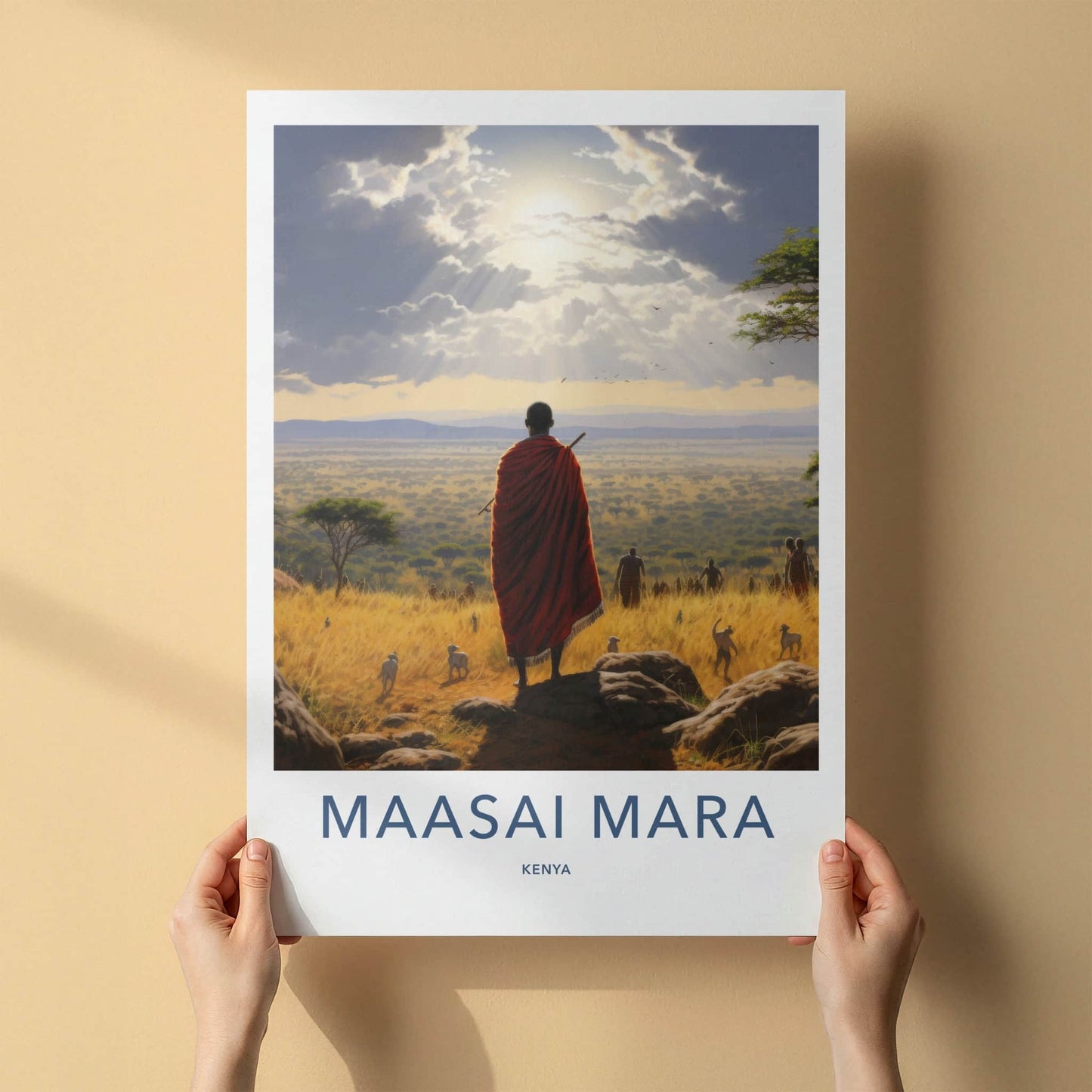 Maasai Mara Poster - Kenya Travel Art - Sunlit African Plains Home Decor