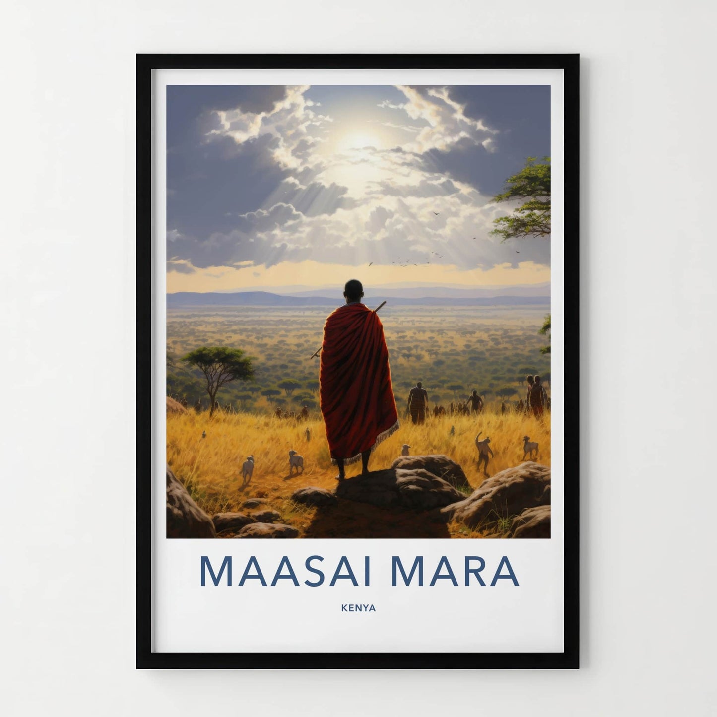 Maasai Mara Poster - Kenya Travel Art - Sunlit African Plains Home Decor