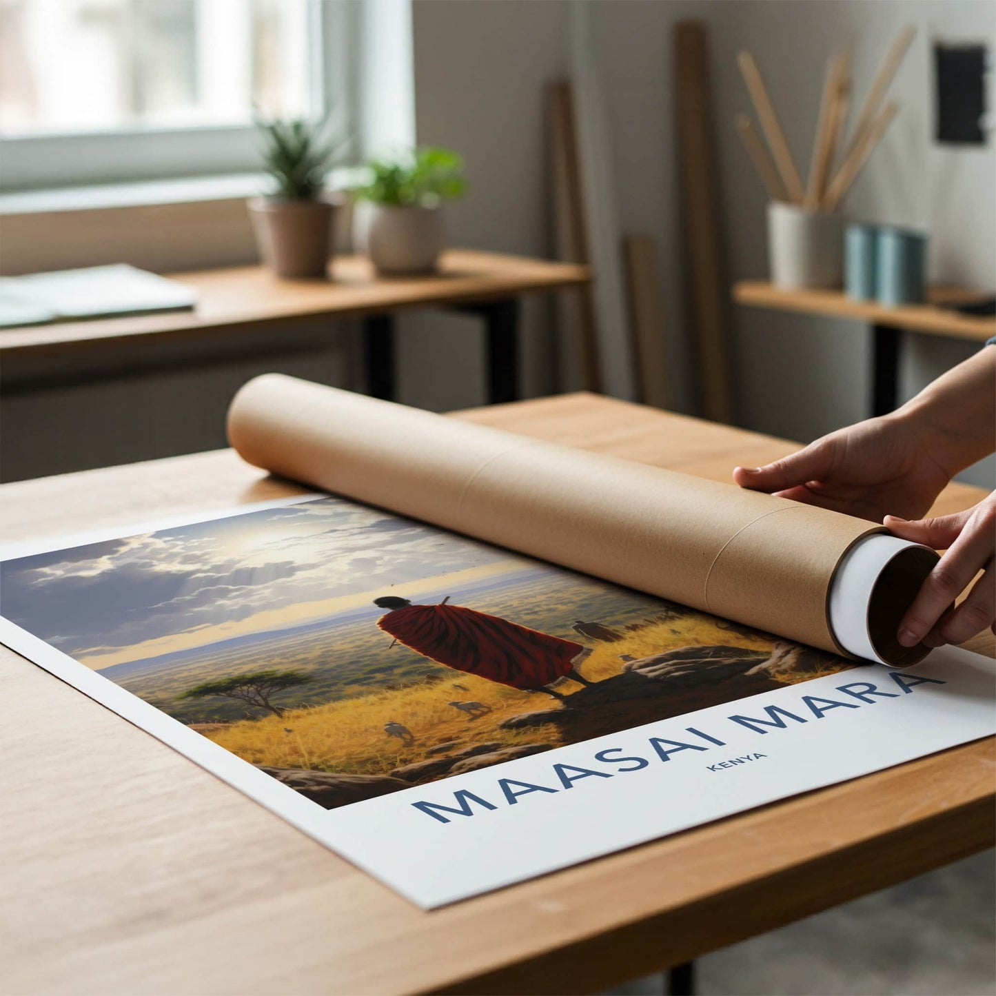 Maasai Mara Poster - Kenya Travel Art - Sunlit African Plains Home Decor
