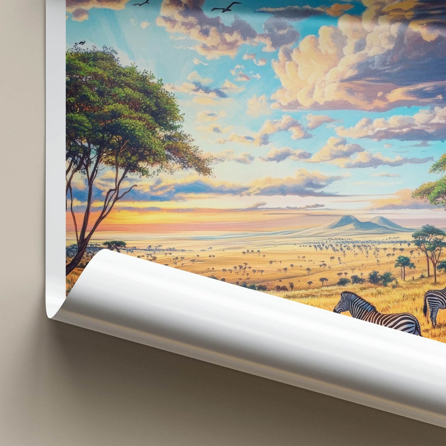 Maasai Mara Poster - Kenya Wall Art - Golden Savanna Zebras Home Decor