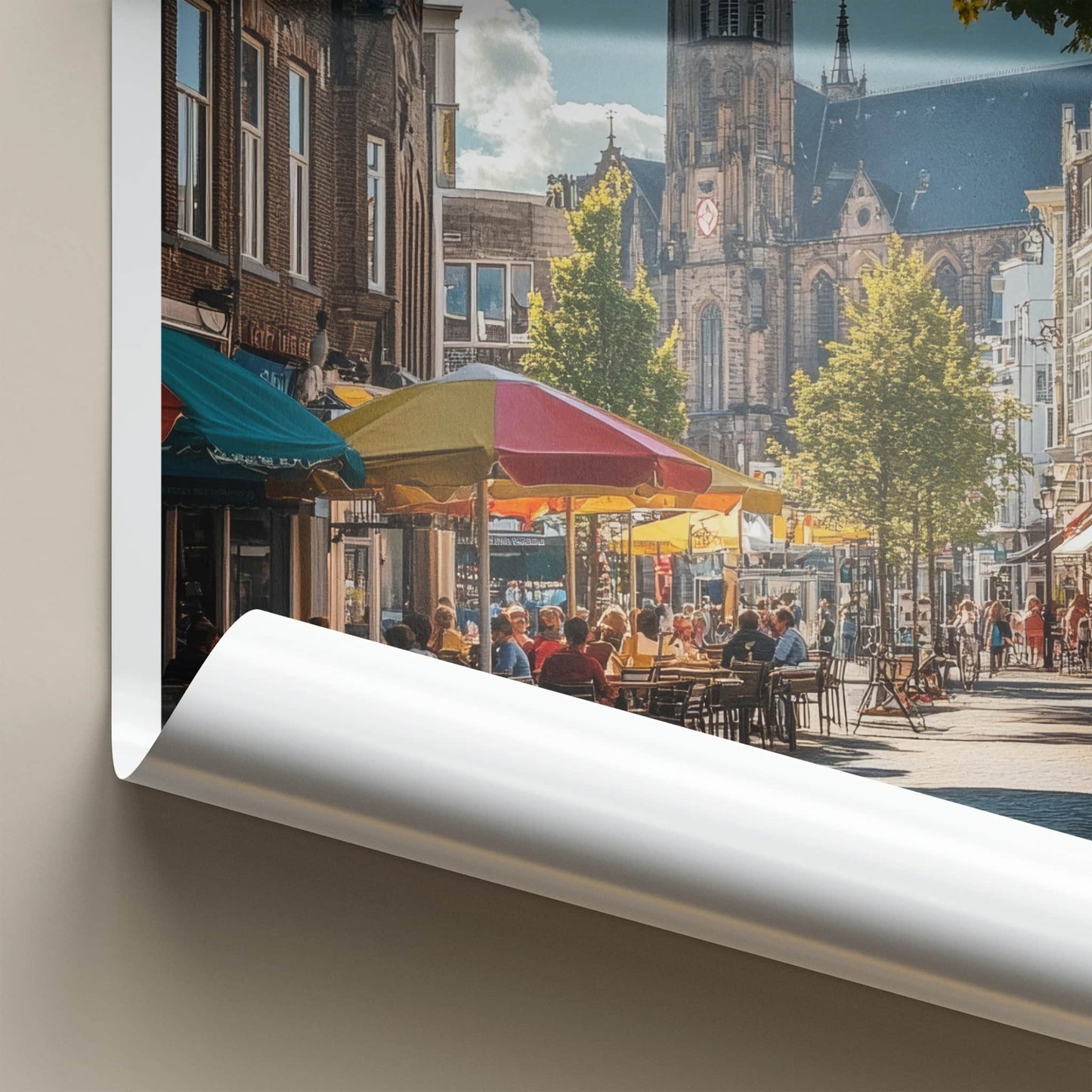 Maastricht Poster - Netherlands Travel Art - Busy Street Cafe Home Decor
