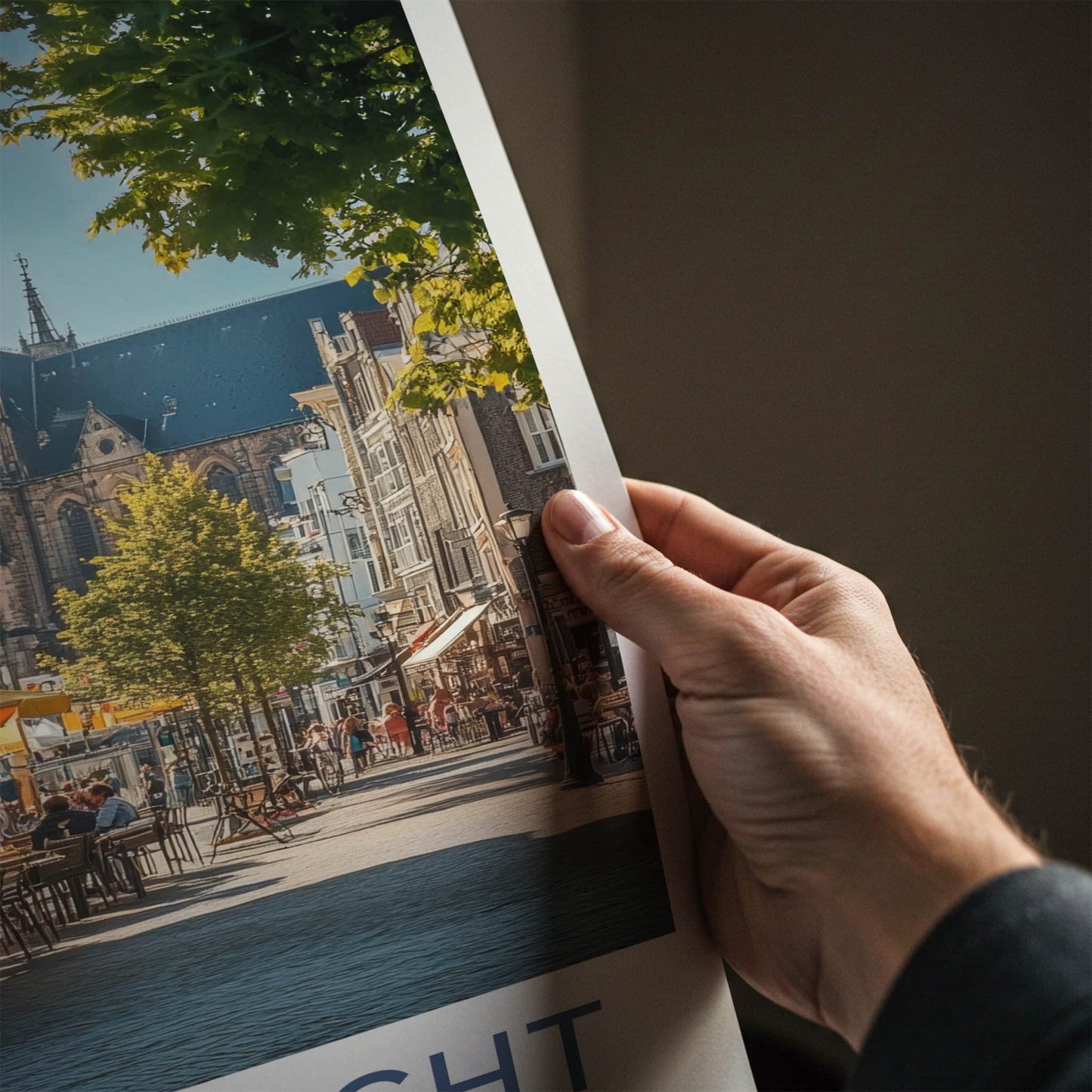 Maastricht Poster - Netherlands Travel Art - Busy Street Cafe Home Decor