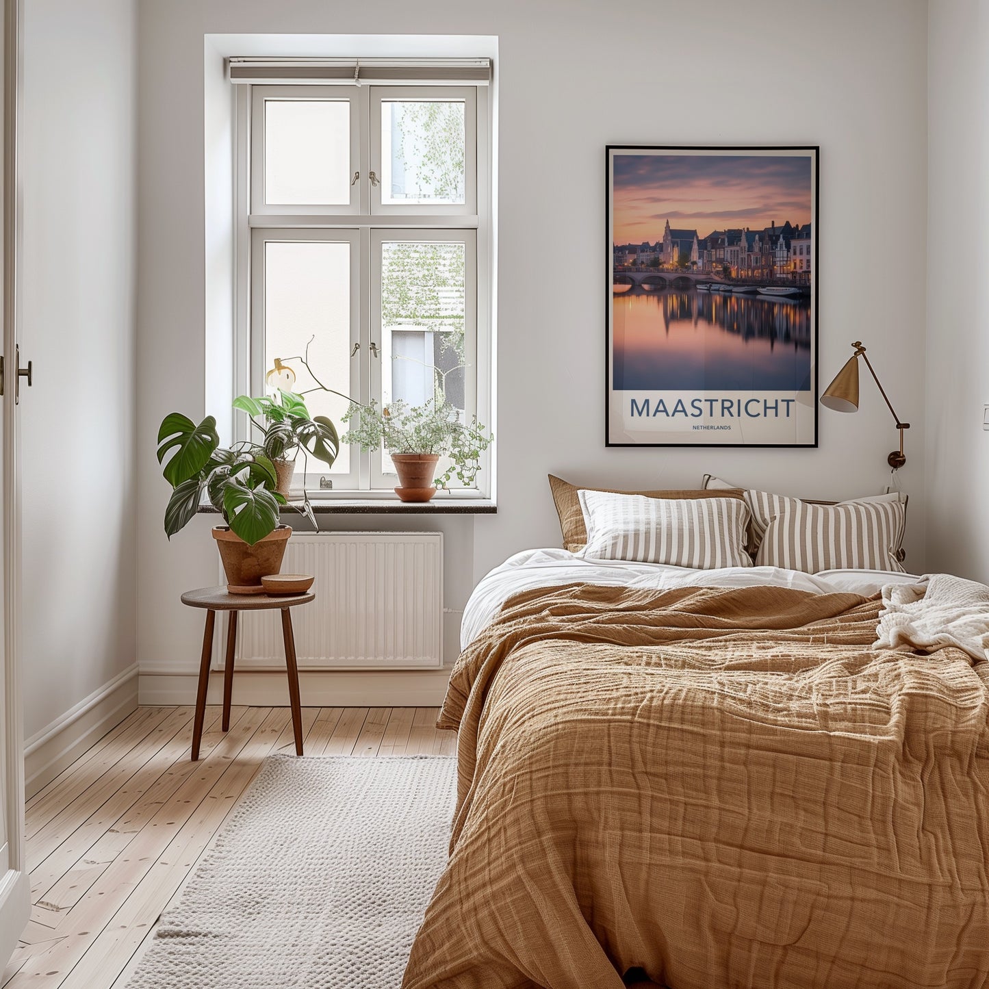 Maastricht Poster - Netherlands Travel Art - Dusk City Reflections Home Decor