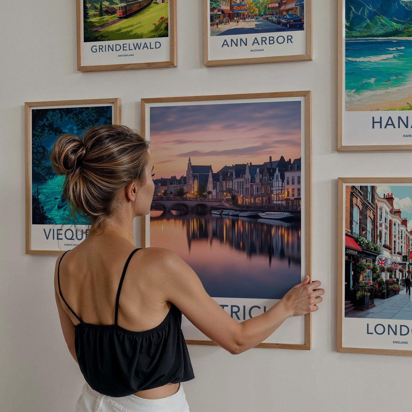 Maastricht Poster - Netherlands Travel Art - Dusk City Reflections Home Decor