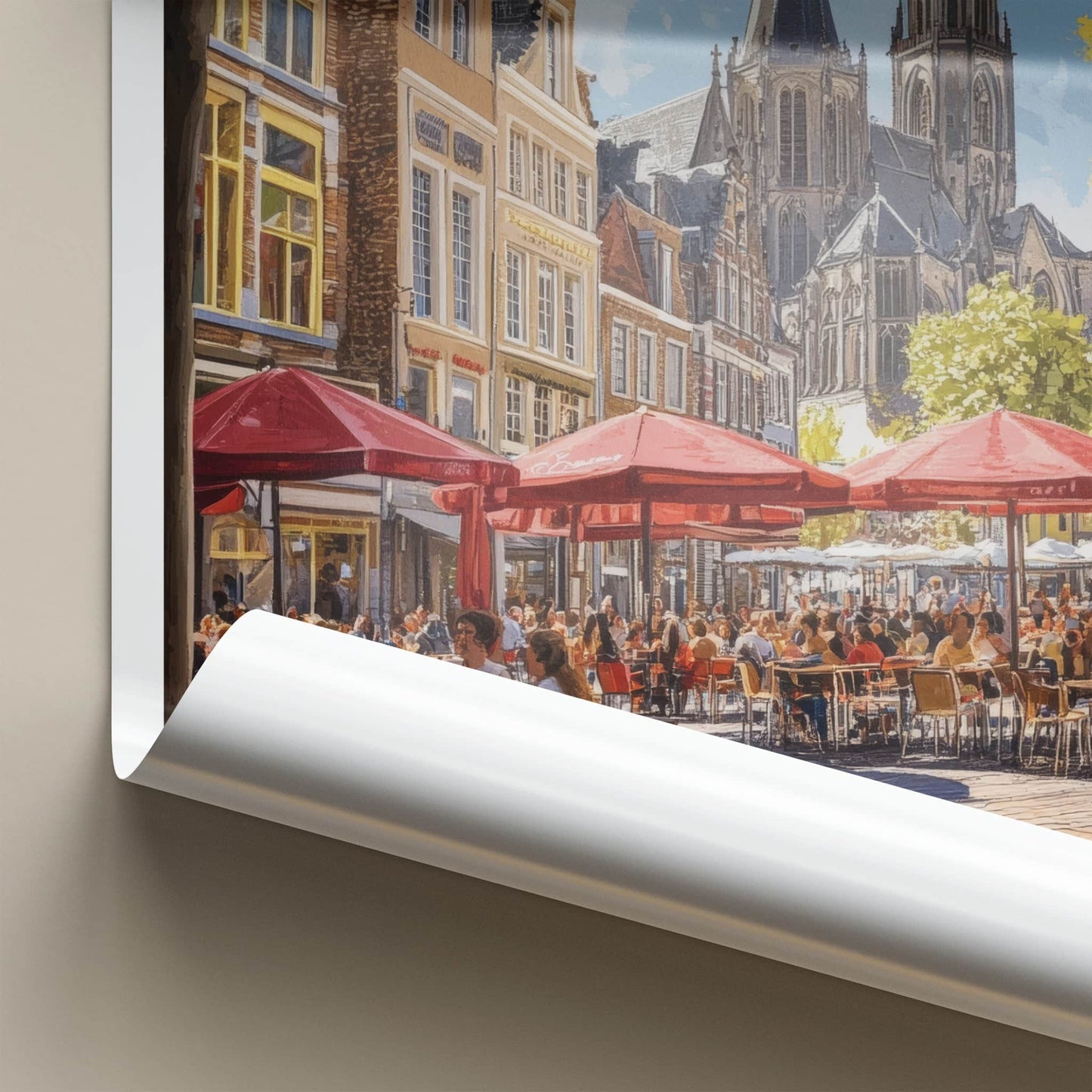 Maastricht Poster - Netherlands Travel Art - Lively Cafe Scene Home Decor
