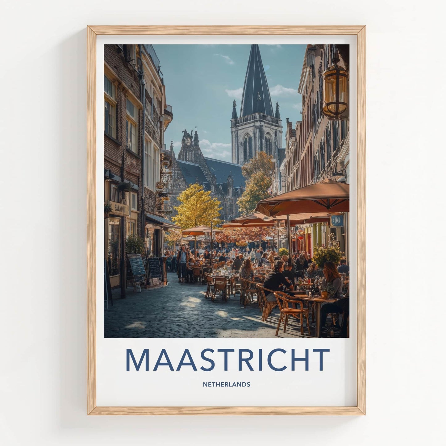 Maastricht Poster - Netherlands Travel Art - Outdoor Cafe Scene Home Decor