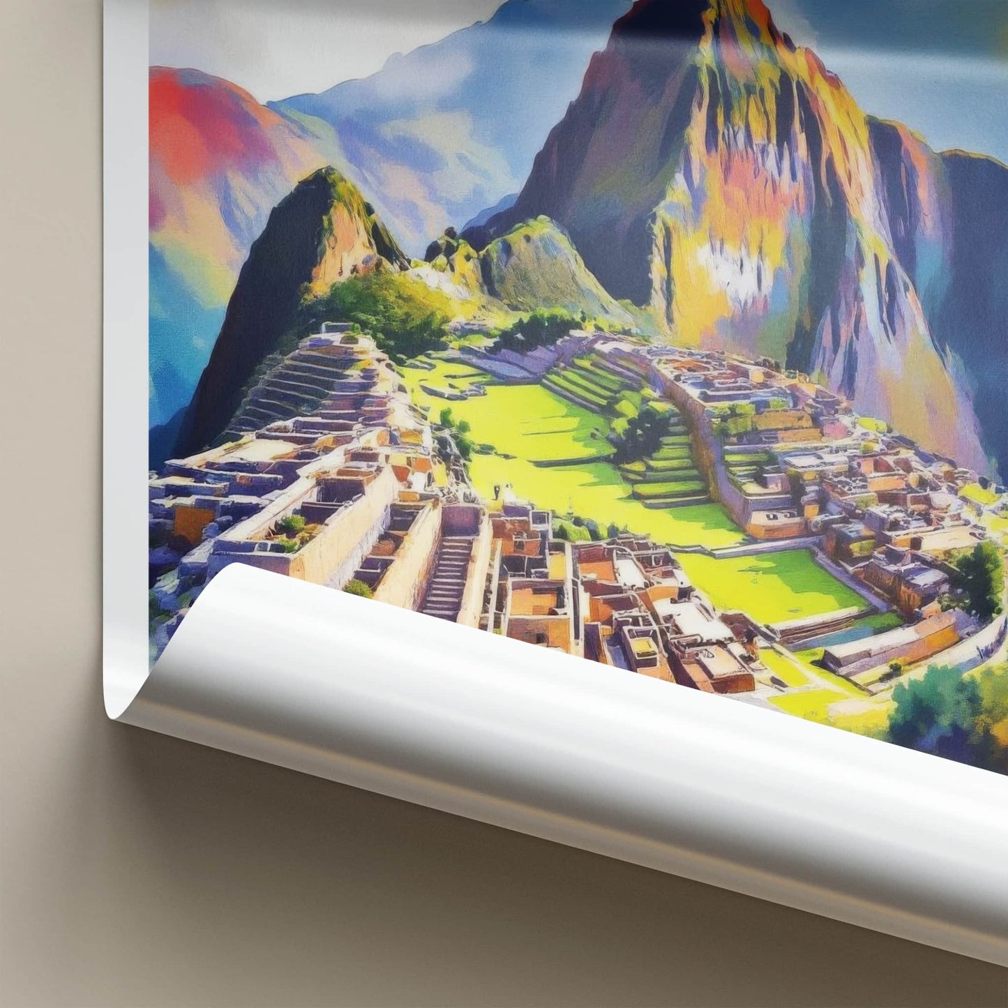 Machu Picchu Poster - Peru Travel Art - Vibrant Ancient City Wall Decor