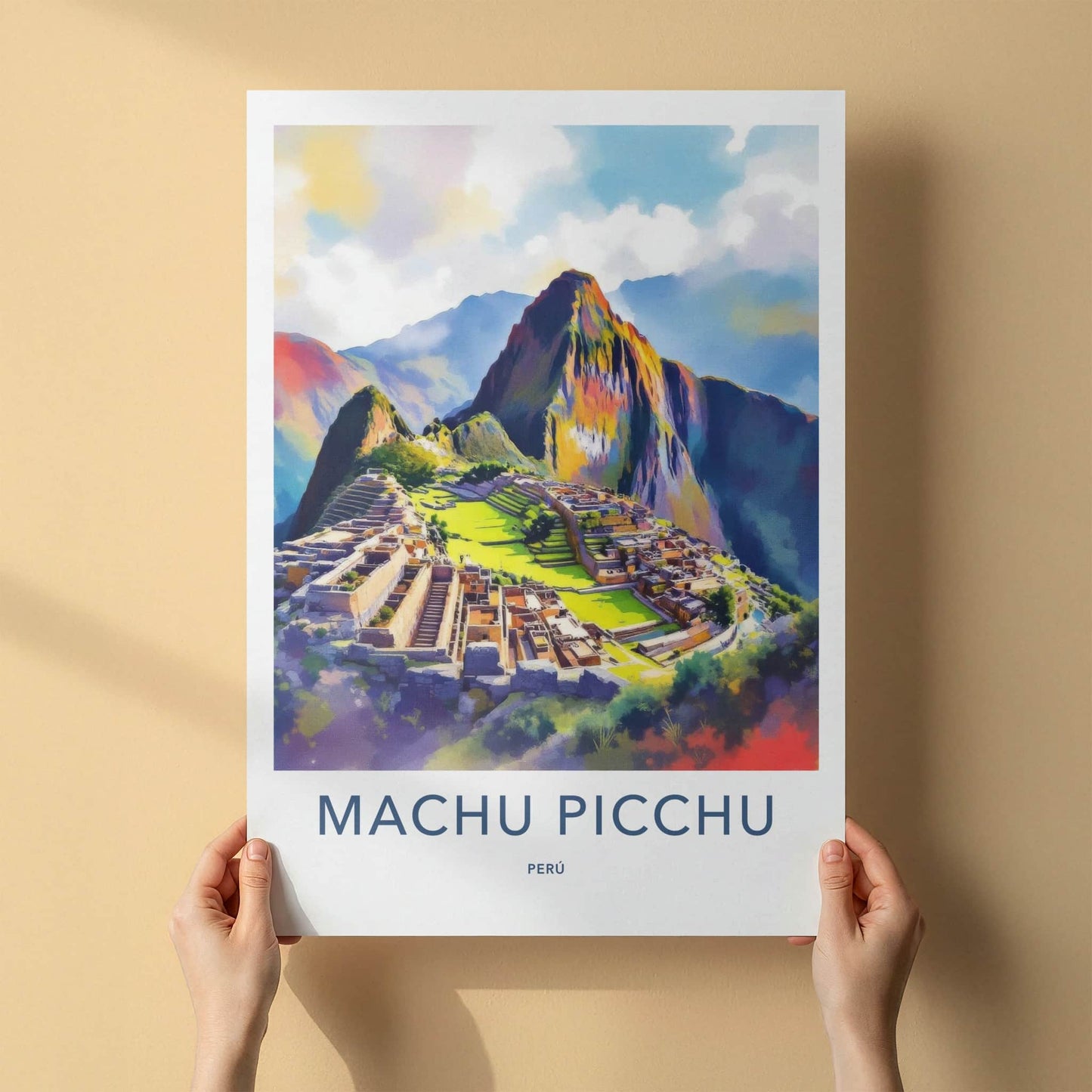 Machu Picchu Poster - Peru Travel Art - Vibrant Ancient City Wall Decor