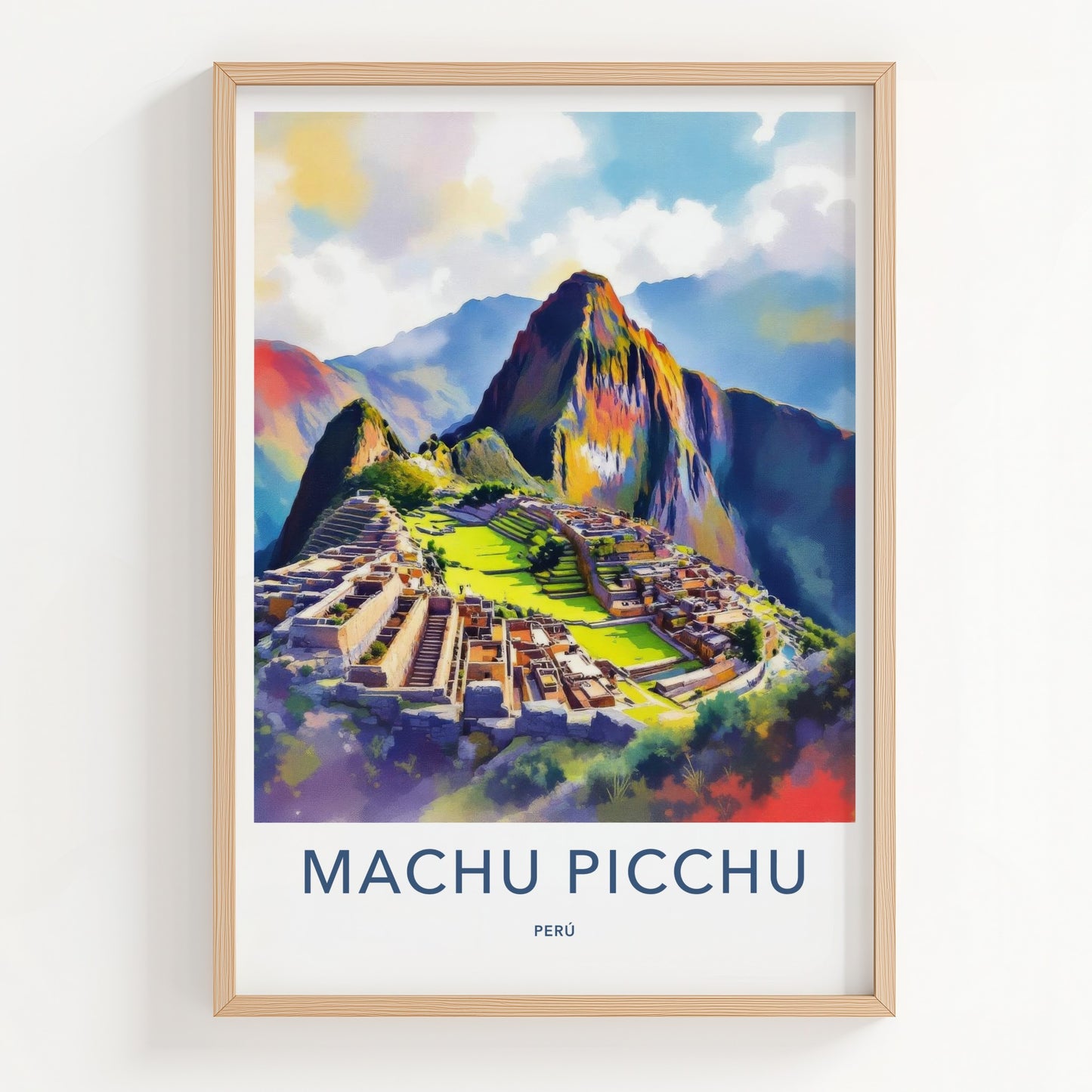 Machu Picchu Poster - Peru Travel Art - Vibrant Ancient City Wall Decor