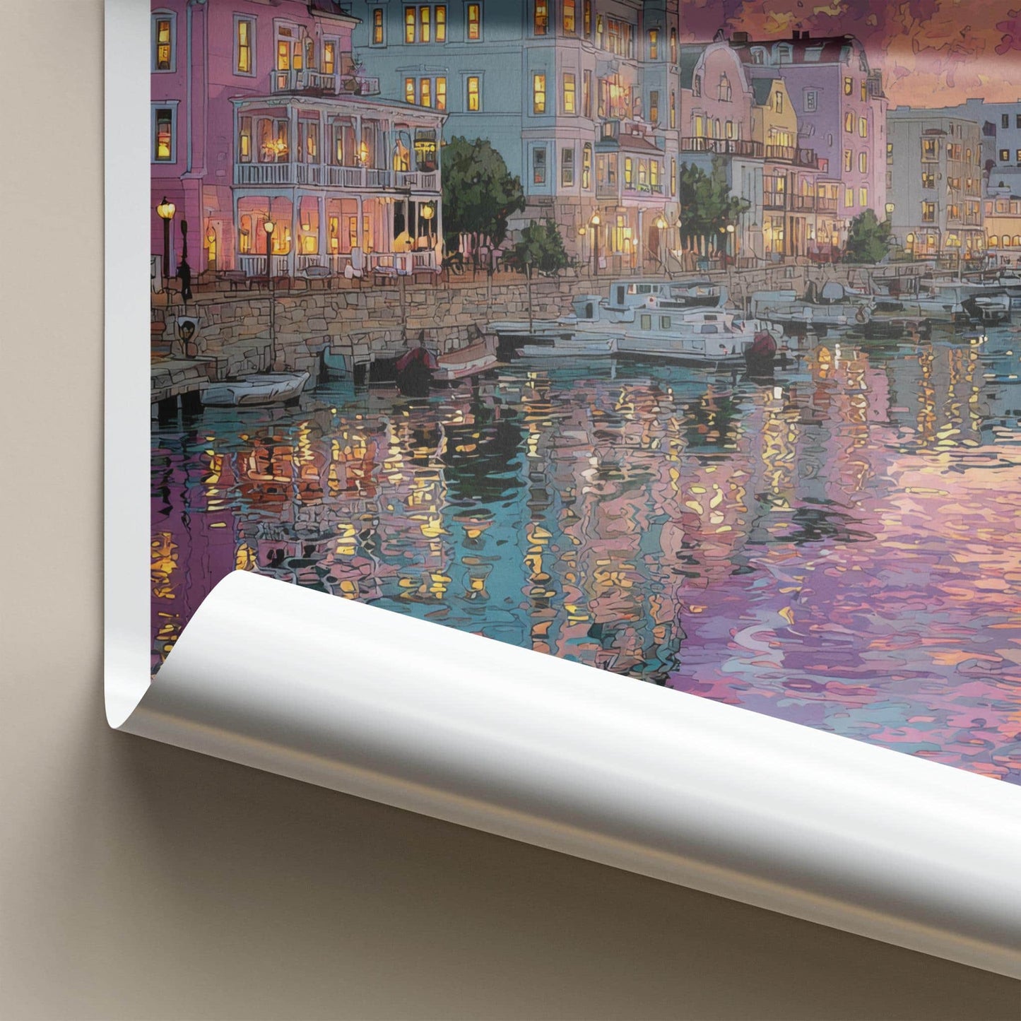 Mackinac Poster - Michigan Travel Art - Vibrant Harbor Reflections Home Decor