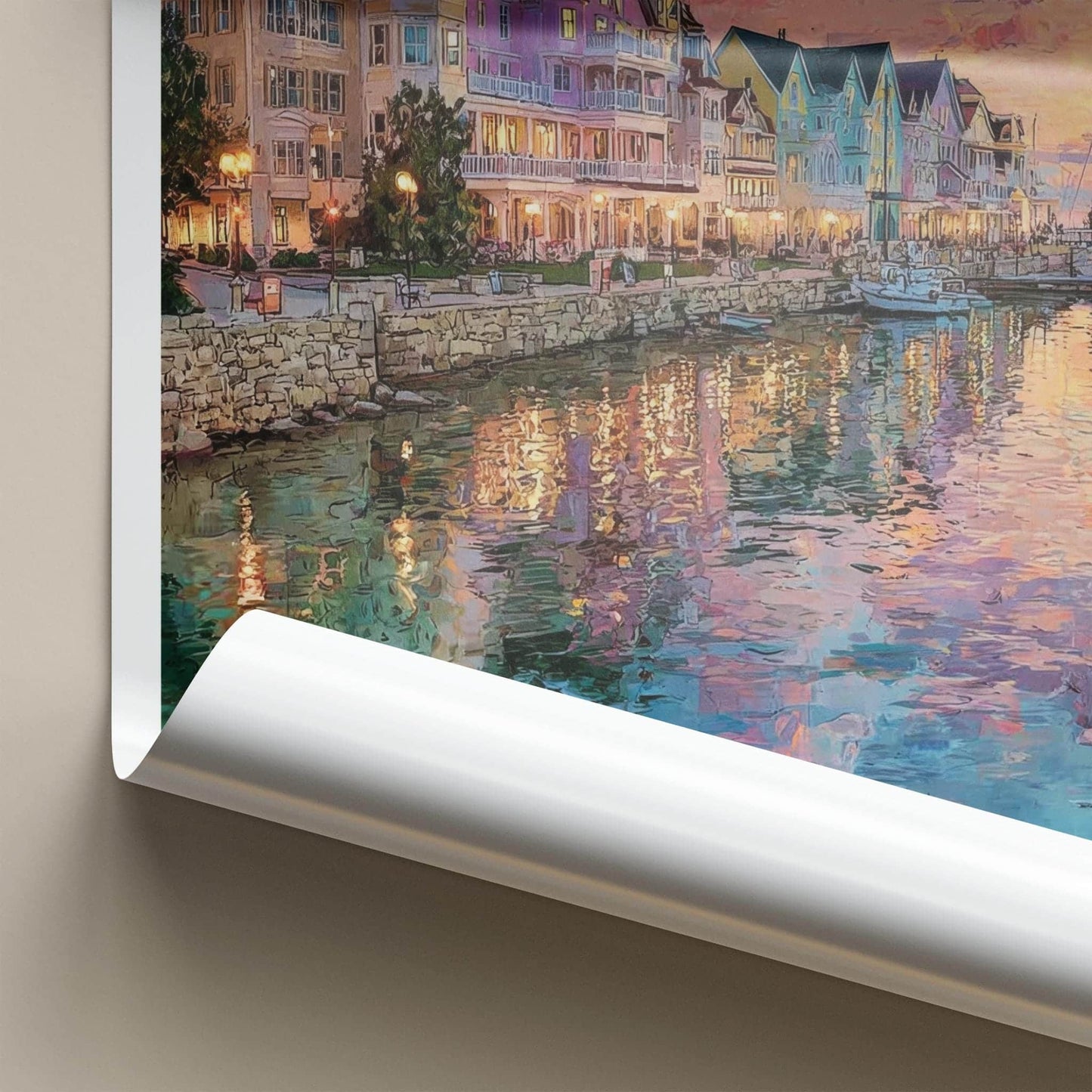 Mackinac Poster - Michigan Wall Art - Vibrant Harbor Sunset Home Decor